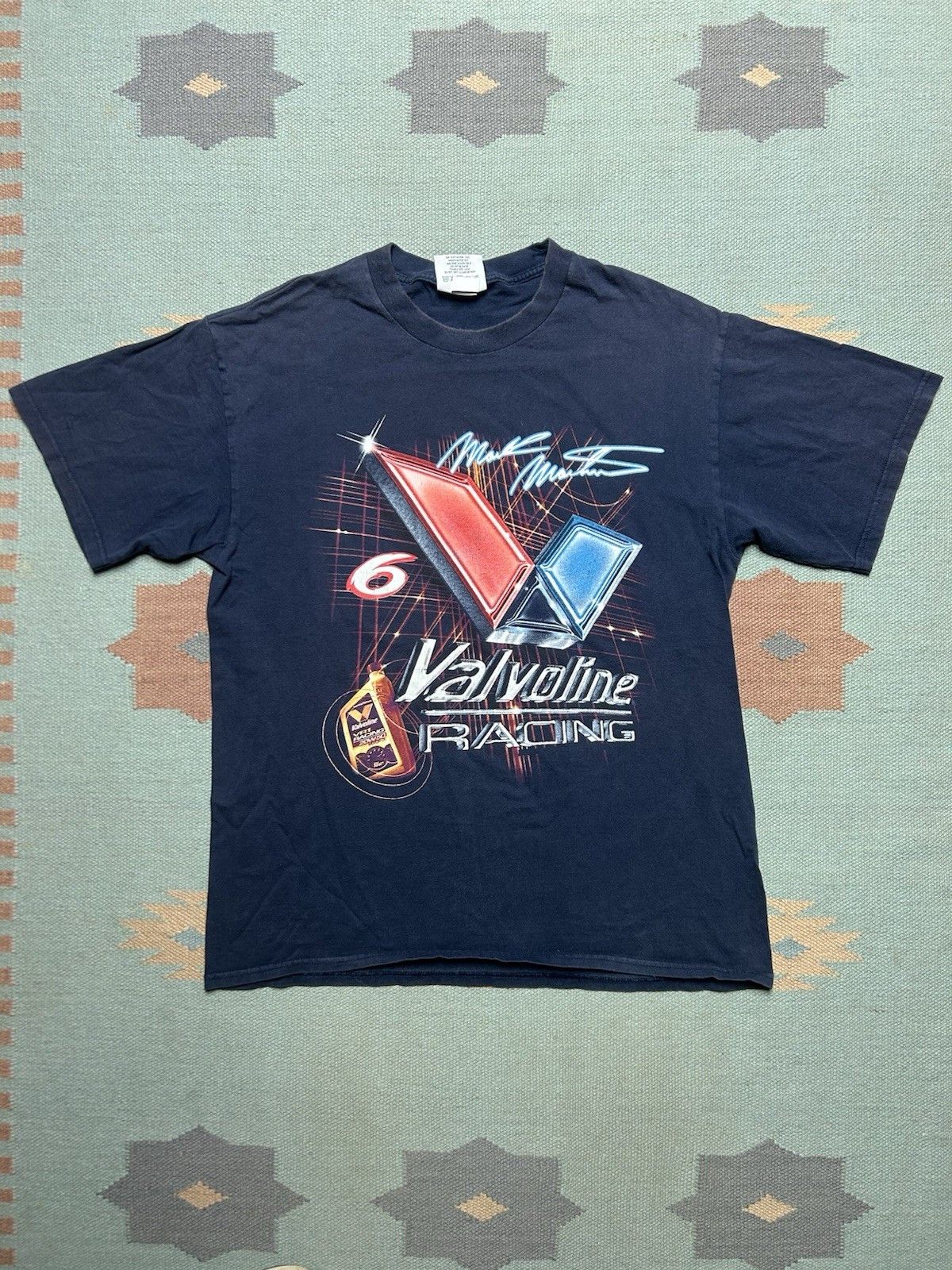 Vtg t shirt mark martin nascar valvoline racing 6 large