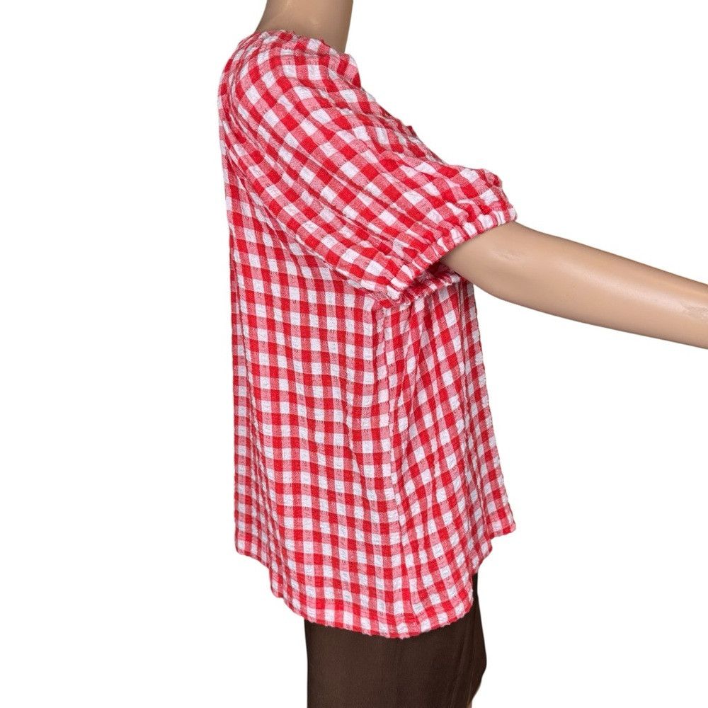 Other NWT New Jane and Delancey Textured Rayon Red Plaid Short Sl Size M / US 6-8 / IT 42-44 - 3 Thumbnail
