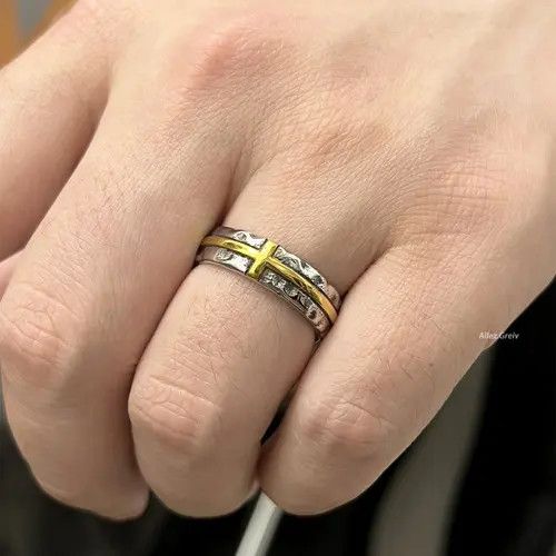 Jewelry Cross Two-Tone Cross Ring Size ONE SIZE - 1 Thumbnail