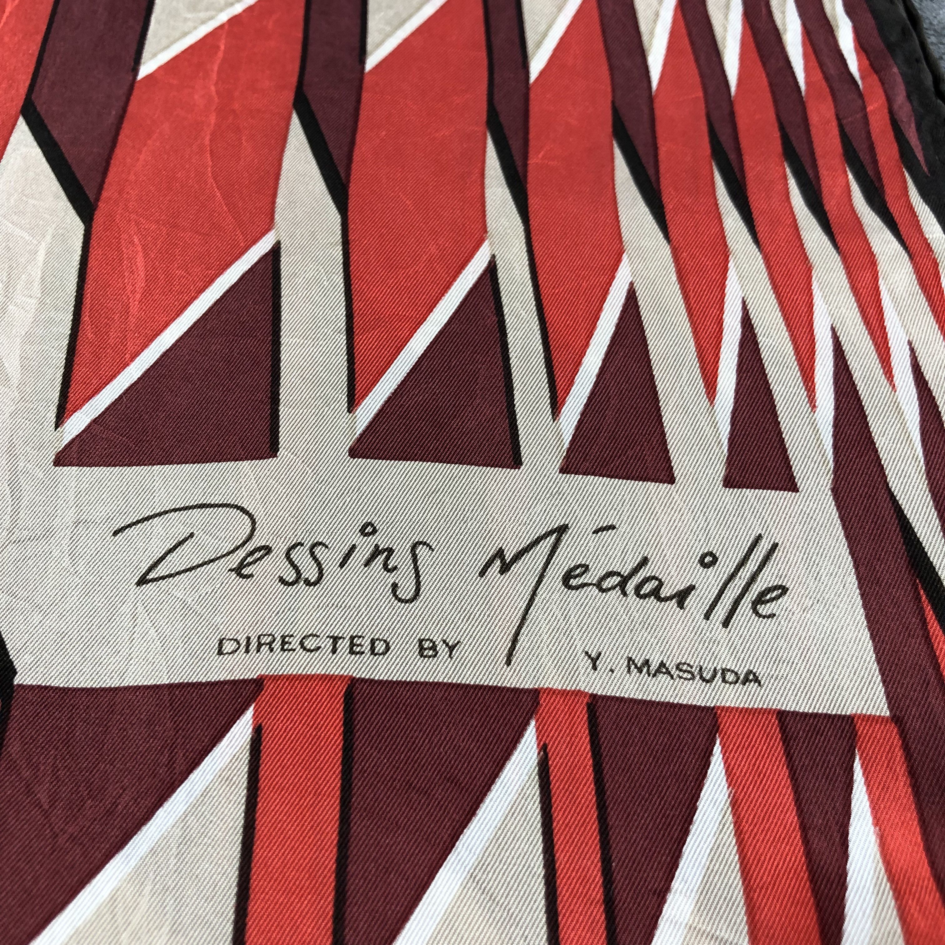 Vintage Dessins by Y. Masuda Silk Stole Silk Scarf M806