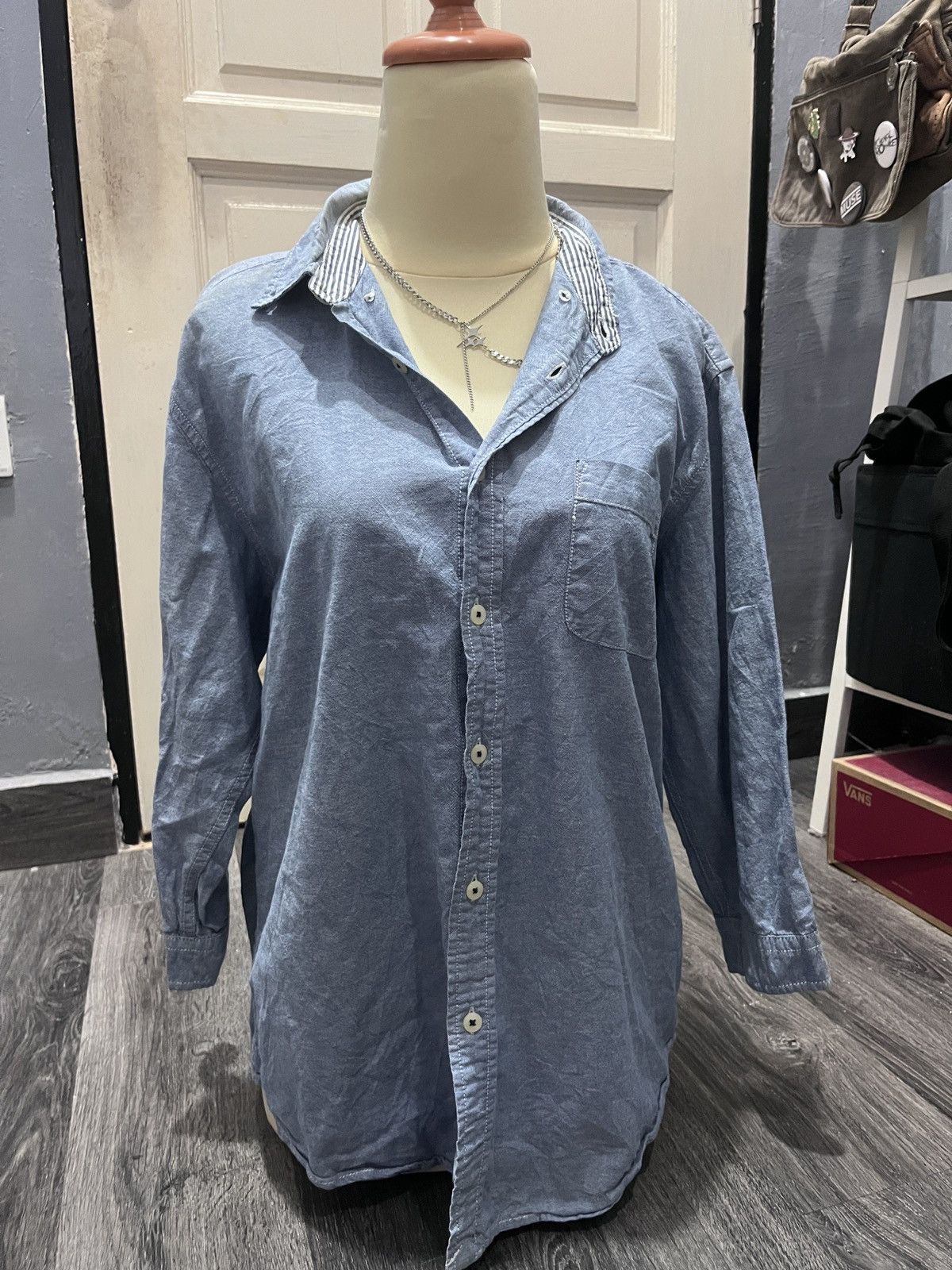 Hysteric Glamour Back Number Button Up Denim Shirt Size L / US 10 / IT 46 - 12 Thumbnail