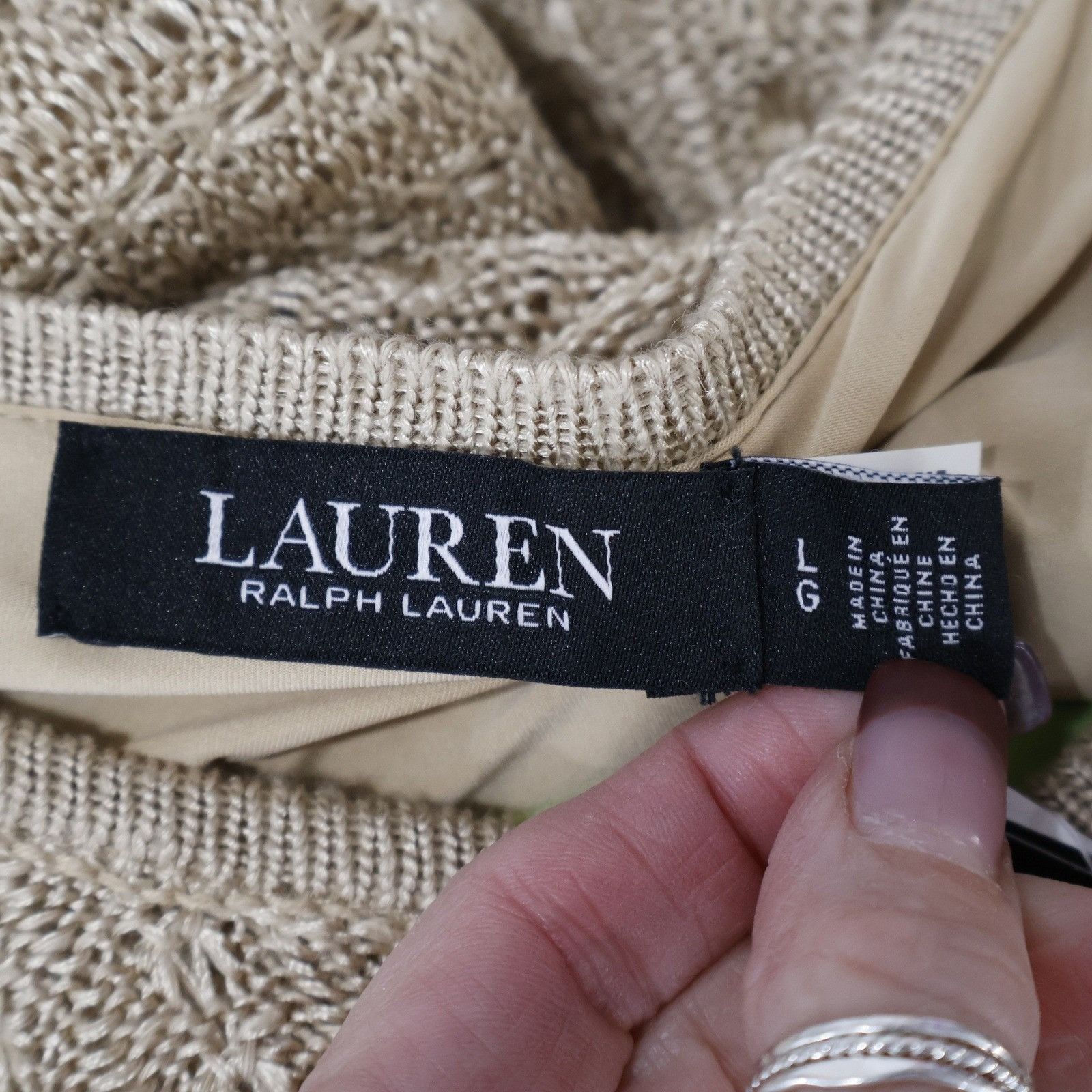 Lauren Ralph Lauren LRL Ralph Lauren Tan Crochet Sleeveless Midi Dress Womens L Size L / US 10 / IT 46 - 2 Thumbnail