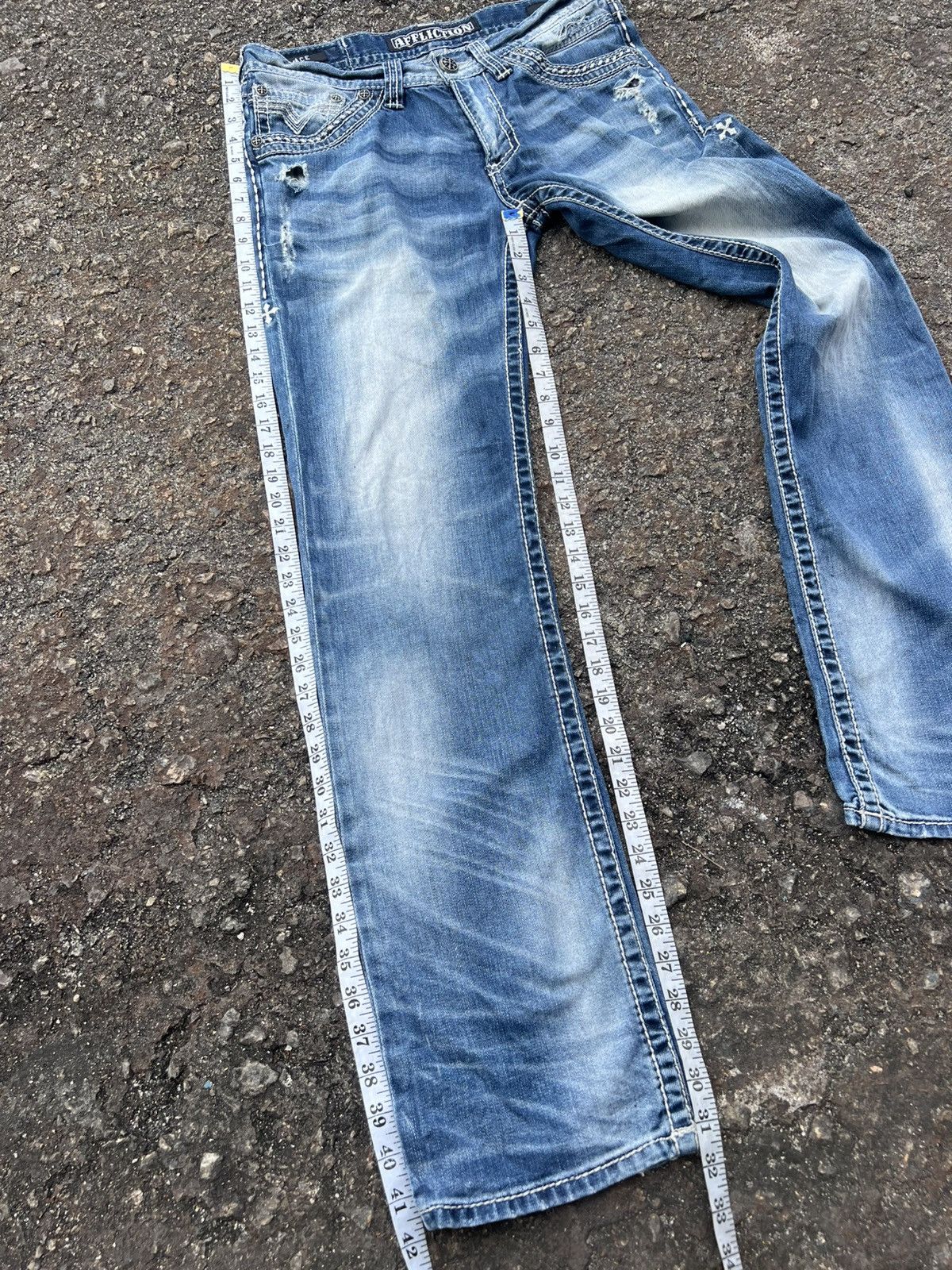 Affliction Crazy y2k Affliction Distressed Jeans Size US 32 / EU 48 - 4 Thumbnail