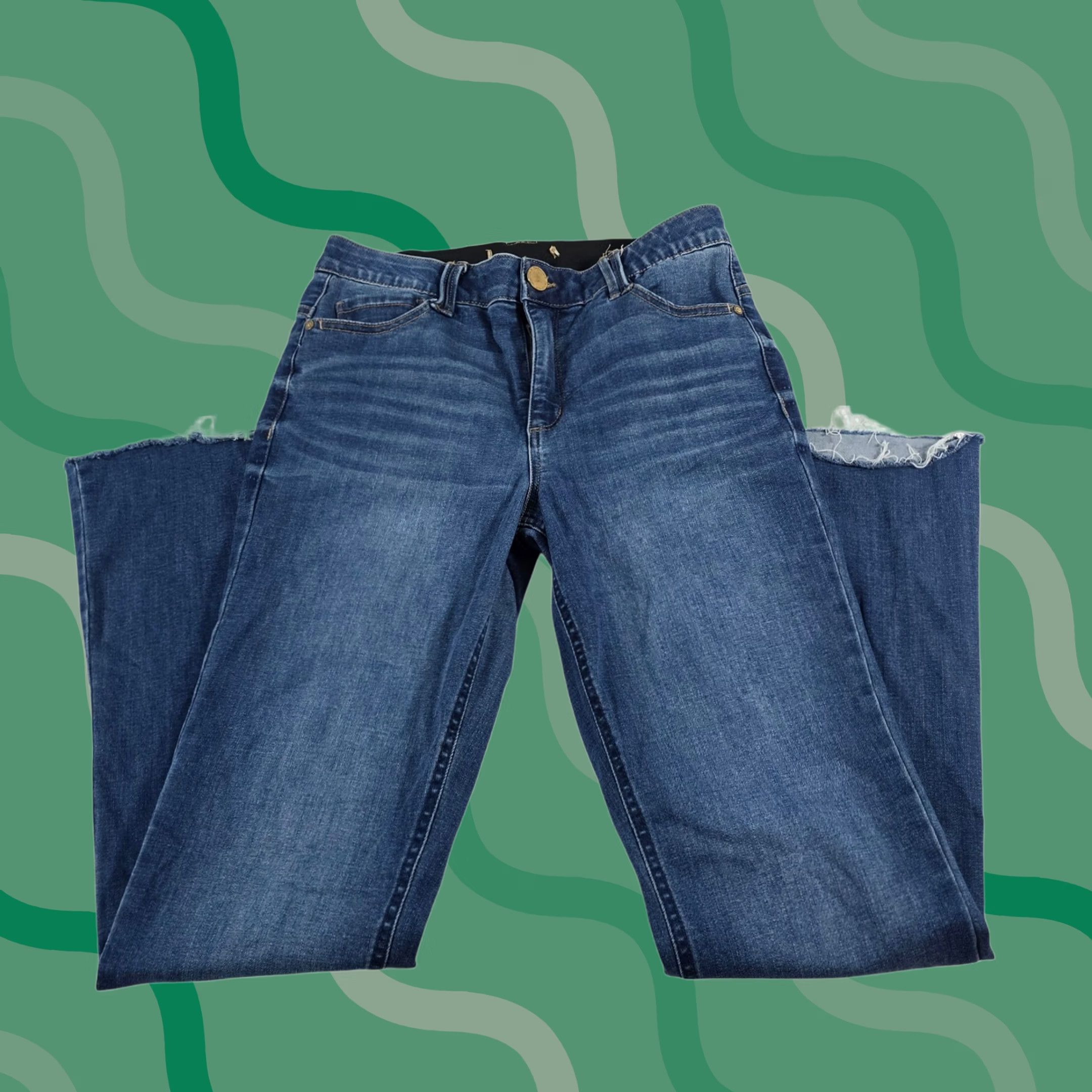 Vintage Democracy Ab Solution flare Leg Jeans Raw Hem Size 10 Size 32" / US 10 / IT 46 - 1 Thumbnail