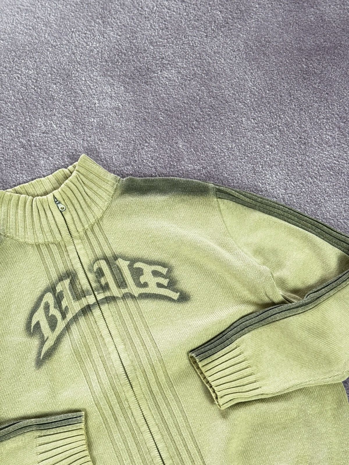 Japanese Brand Vintage Y2K Ribbed Knit Zip-Up Military Sweater Size US L / EU 52-54 / 3 - 6 Thumbnail