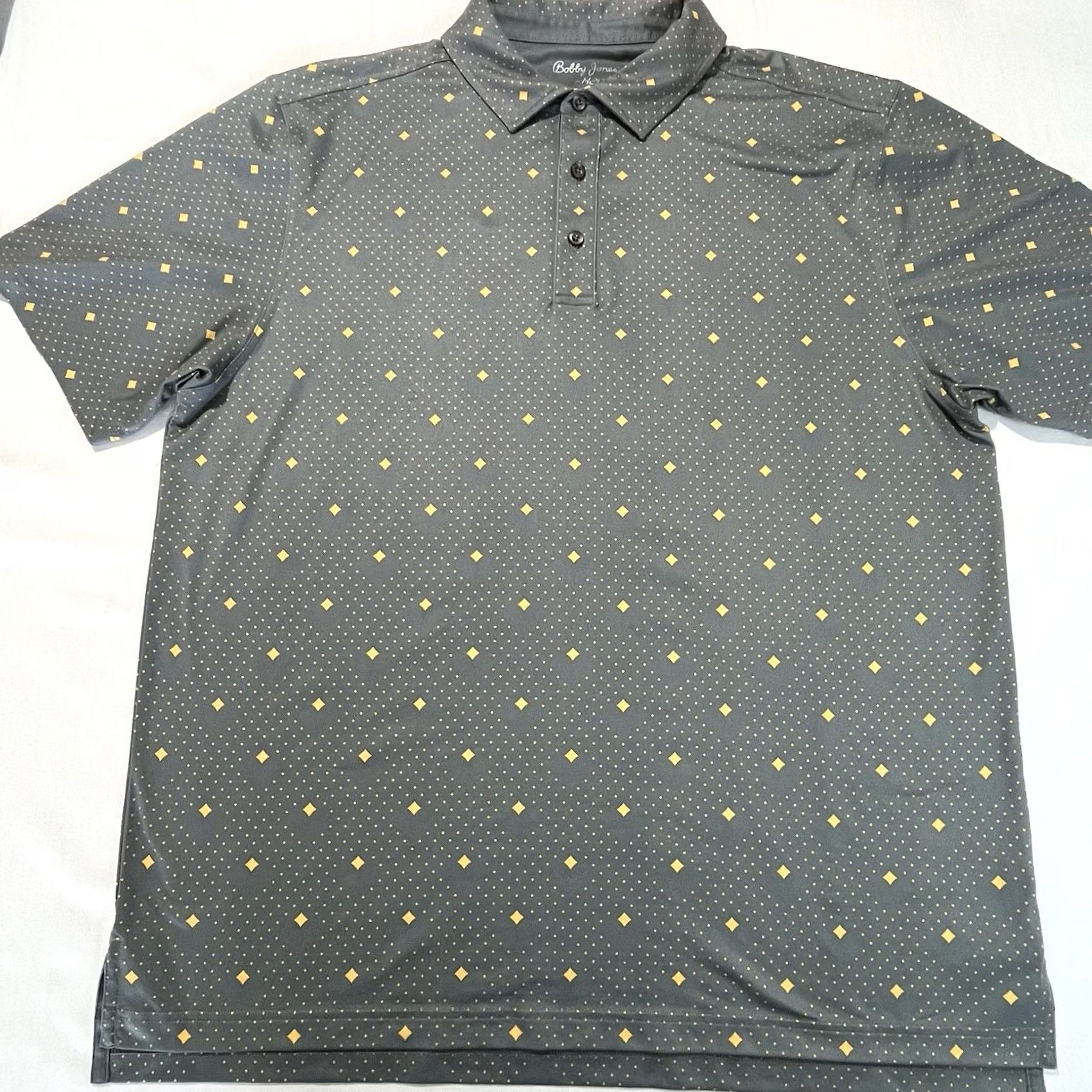 Vintage Bobby Jones Polo Shirt Geometric X-H2O Performance XXL Gray Yellow, Men, Short Sleeve, 2XL, Golf Apparel Size US XXL / EU 58 / 5 - 2 Thumbnail
