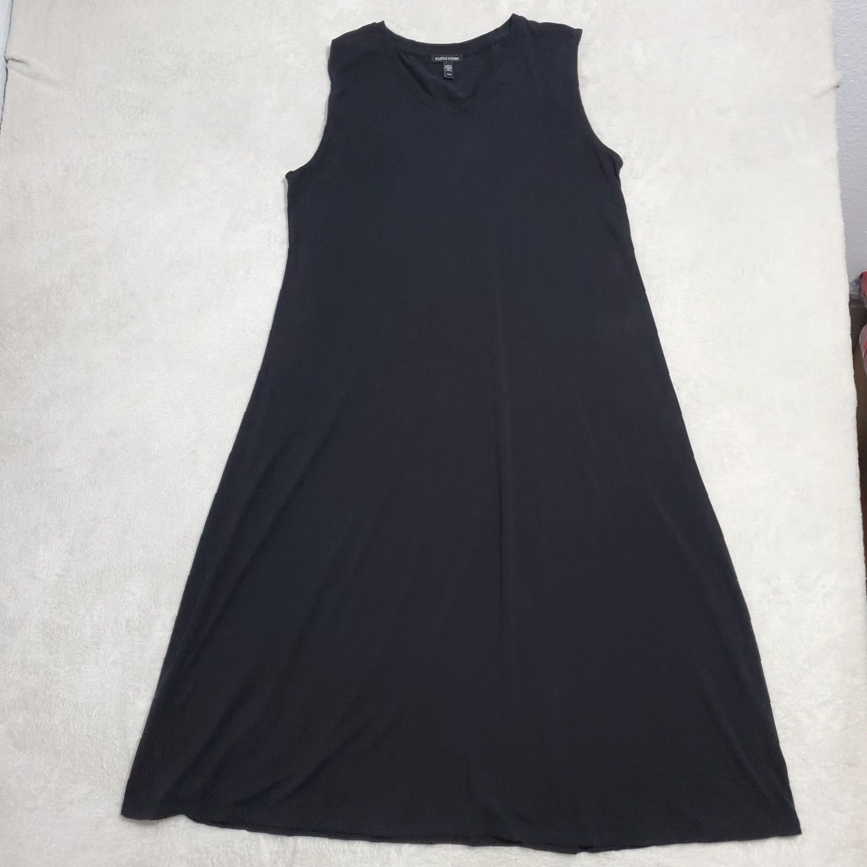 Eileen Fisher VINTAGE Eileen Fisher Dress Women M Black Lyocell Sleeveless A-Line Midi Minimalist Size M / US 6-8 / IT 42-44 - 4 Thumbnail