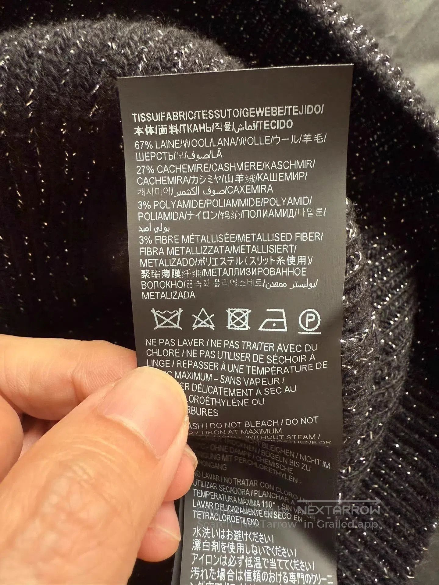 Saint Laurent Paris Black Sparkle Ribbed Knit Sweater. Size US L / EU 52-54 / 3 - 4 Thumbnail