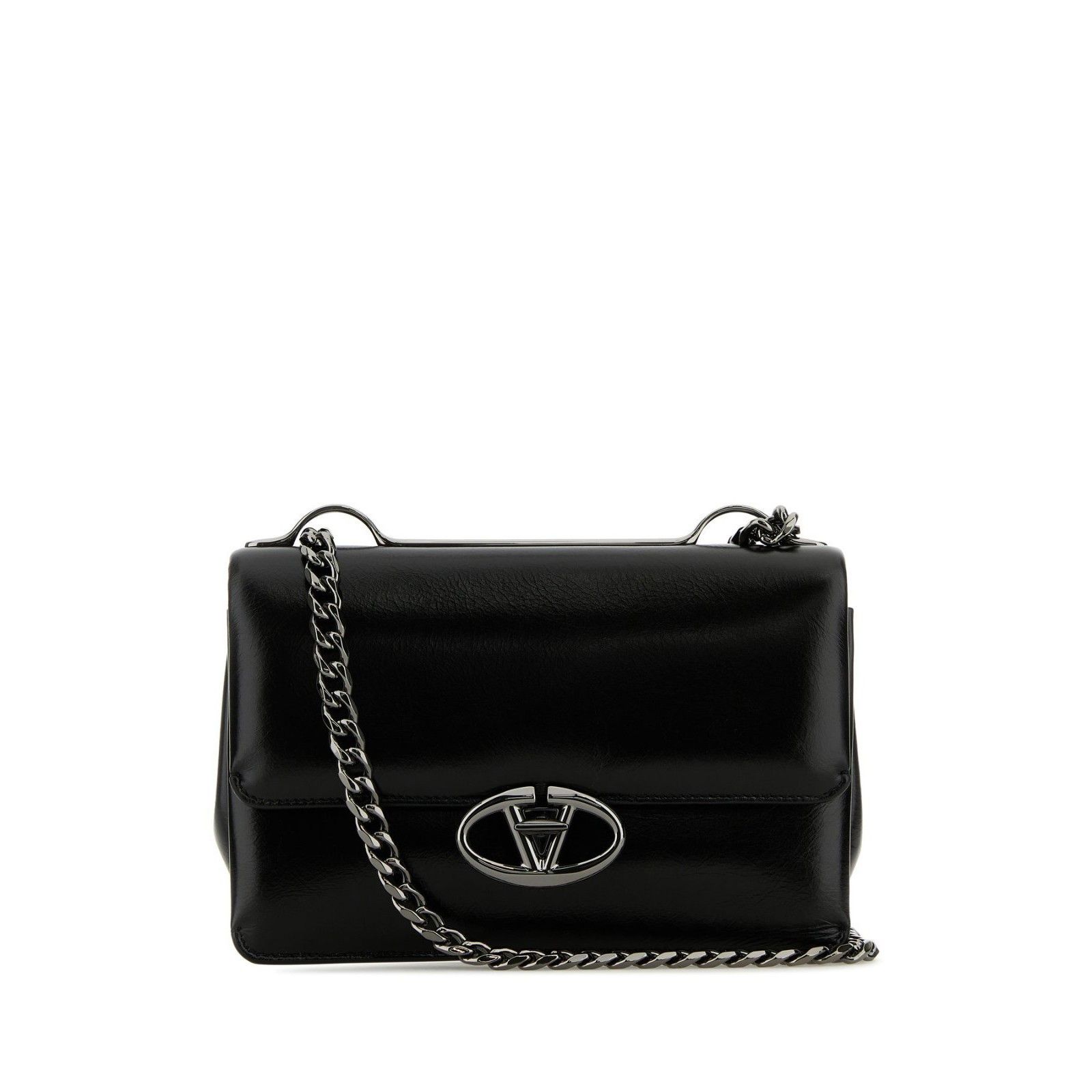 Valentino VALENTINO GARAVANI Small Black Shiny Leather Shoulder Bag Ne Size ONE SIZE - 1 Thumbnail