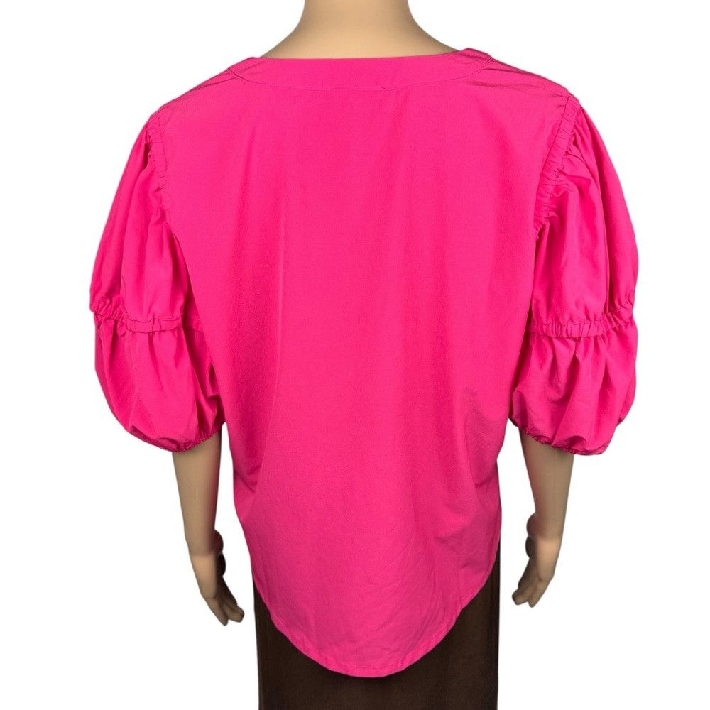 Chicos New Chico's Short Puff Sleeve Pink Blouse Size 2 US 12 Size XL / US 12-14 / IT 48-50 - 3 Thumbnail