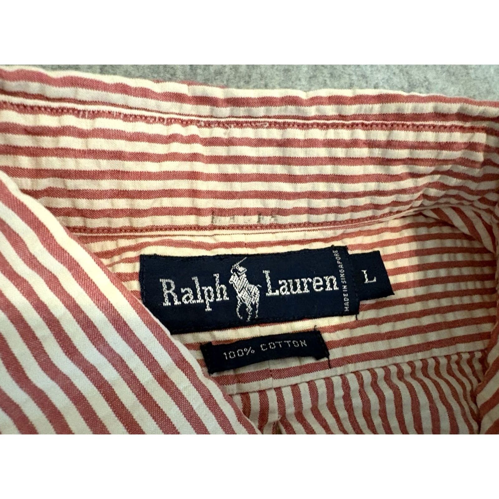 Polo Ralph Lauren Polo Ralph Lauren Short Sleeve Red Striped Button-Up Shirt Seersucker Pony Large Size US L / EU 52-54 / 3 - 2 Thumbnail