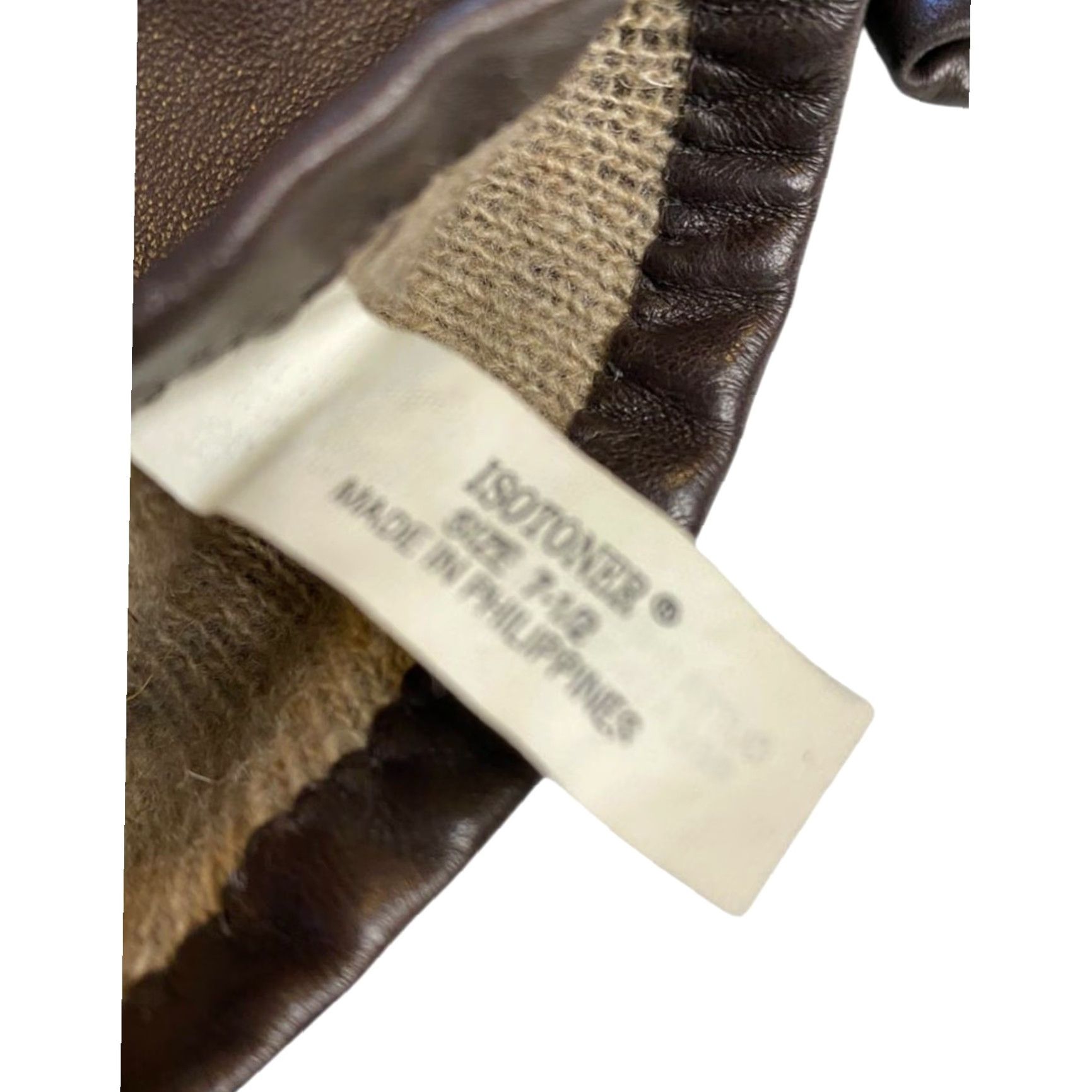 Vintage VINTAGE Isotoner Womens Gloves Leather Cashmere Lined Brown Size 7.5 Women's Gloves Brown Leather Cashmere Lined 7.5 Size ONE SIZE - 4 Thumbnail