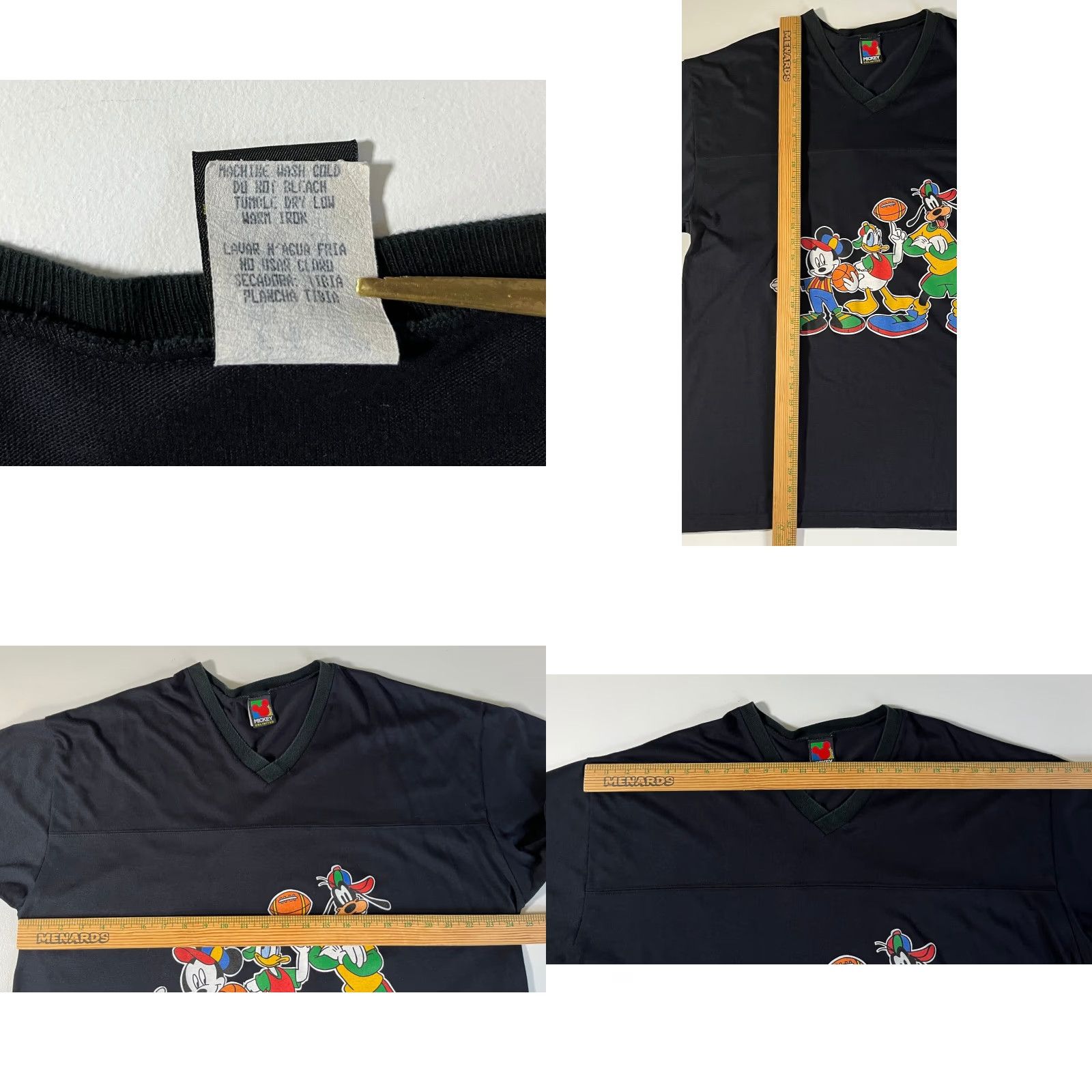 Mickey Unlimited VINTAGE Mickey Unlimited Unisex Adult 2XL V-Neck T-Shirt Black 90s Disney Cartoon Graphic Print Sammy Goofy Minnie Donald Duck Theme Mens Womens Size US XXL / EU 58 / 5 - 8 Thumbnail
