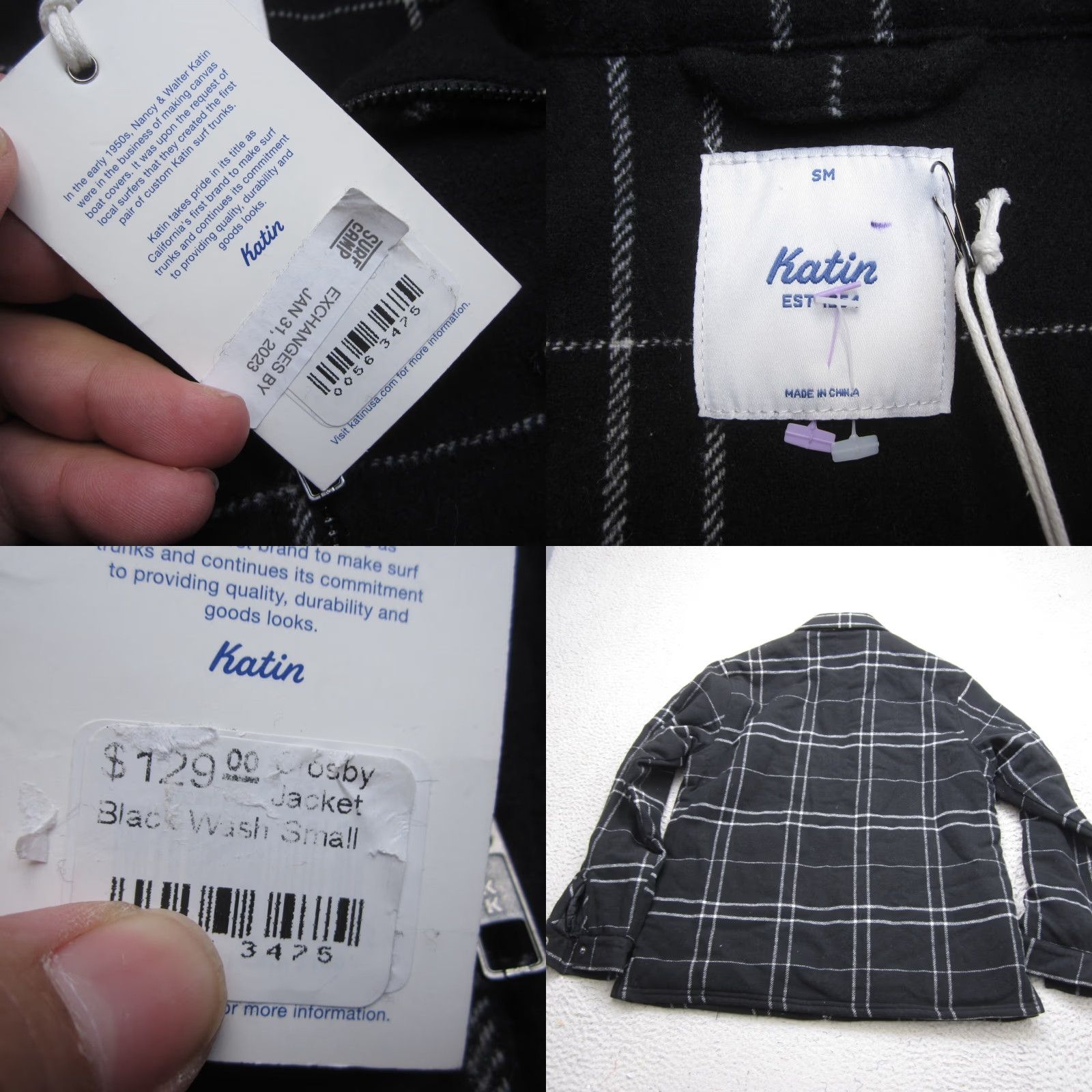 Katin Katin Jacket Mens S Black Plaid Full Zip Lined Outdoors Camp Outdoors Camp Size US S / EU 44-46 / 1 - 8 Thumbnail