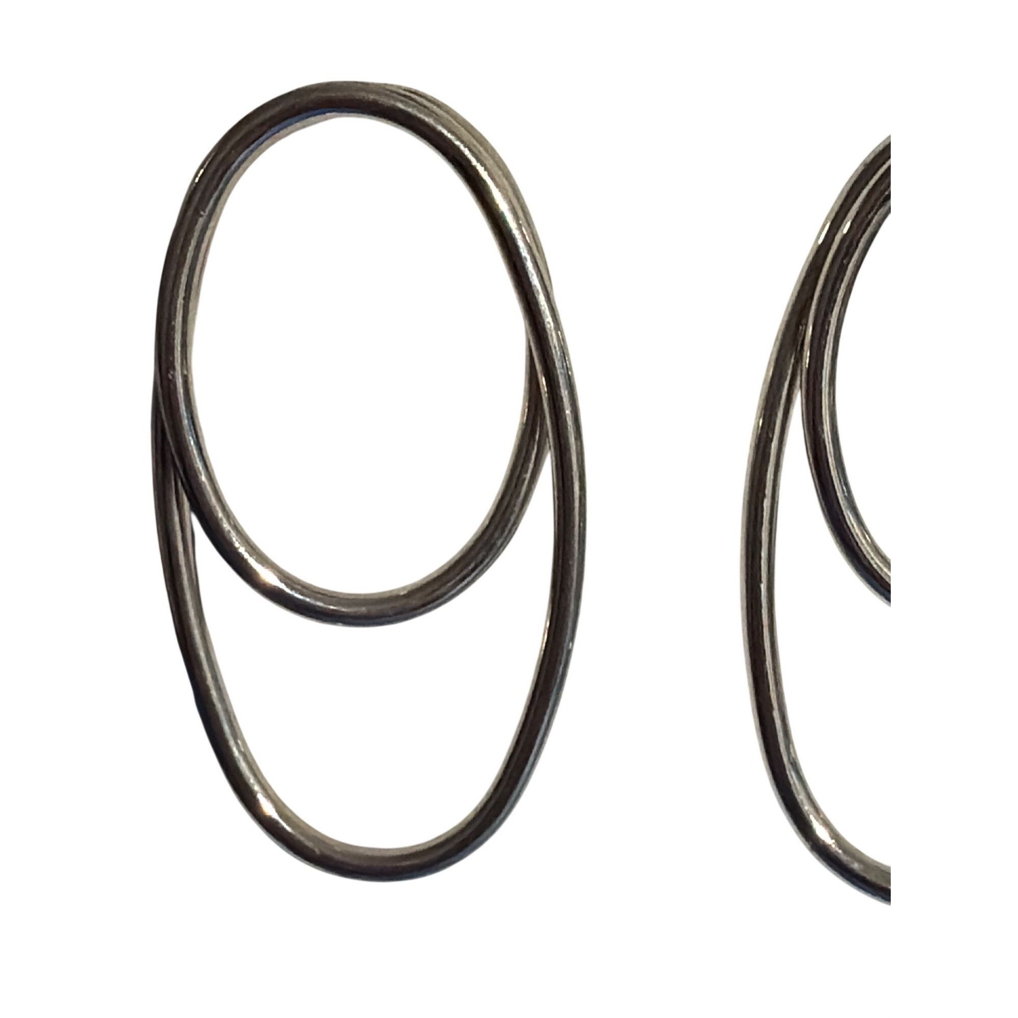 Other Silver Double Oval Drop Earrings Paperclip Pierced 2" Drop 1 Size ONE SIZE - 2 Thumbnail