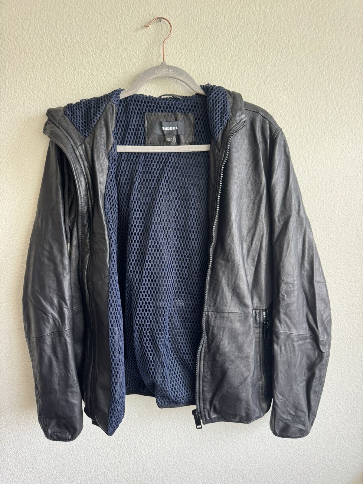 Diesel DIESEL Sheep Leather Hooded Bomber Jacket Size US M / EU 48-50 / 2 - 2 Thumbnail