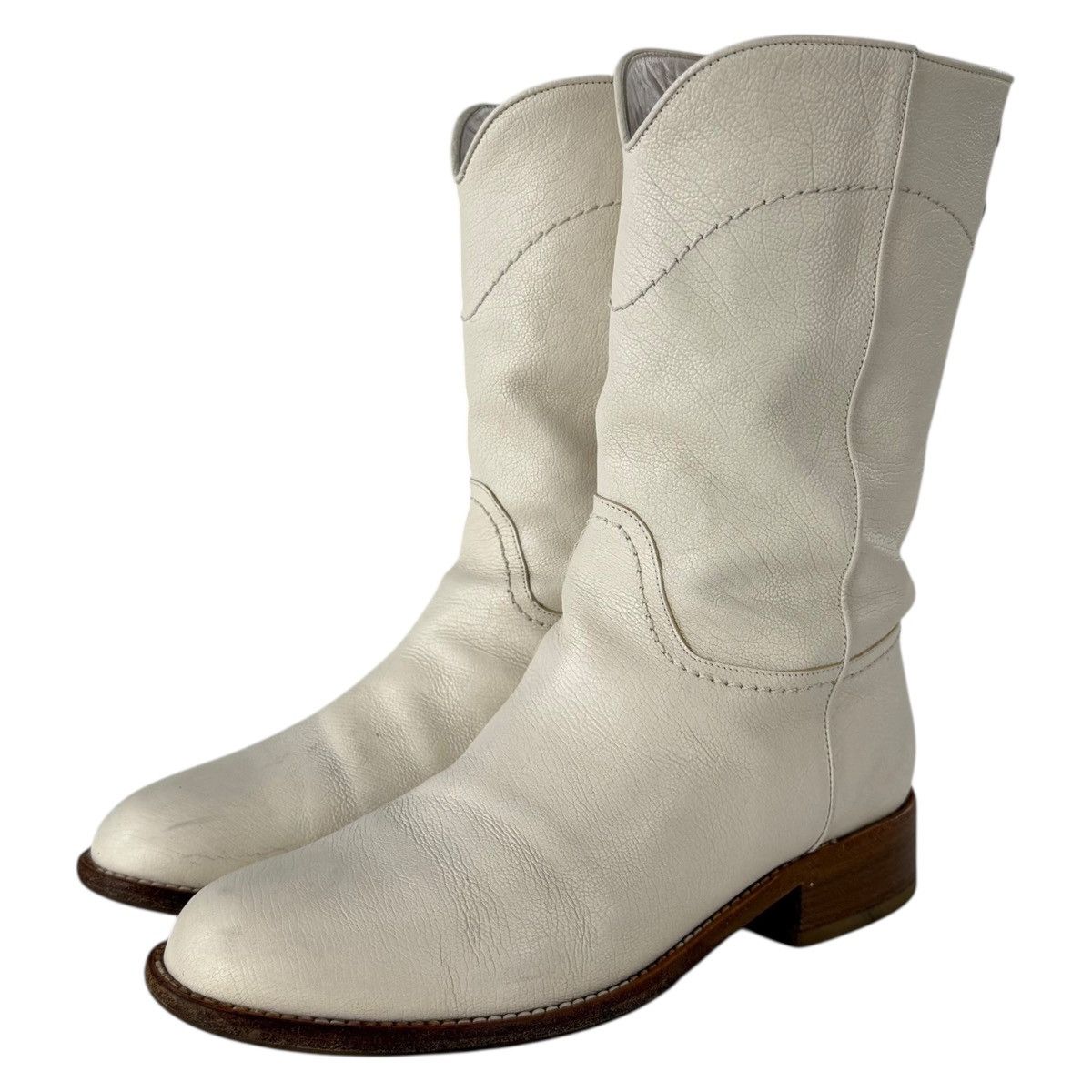 Chanel Chanel CC Logo Leather Western Cowboy Boots Size US 8.5 / IT 38.5 - 3 Thumbnail