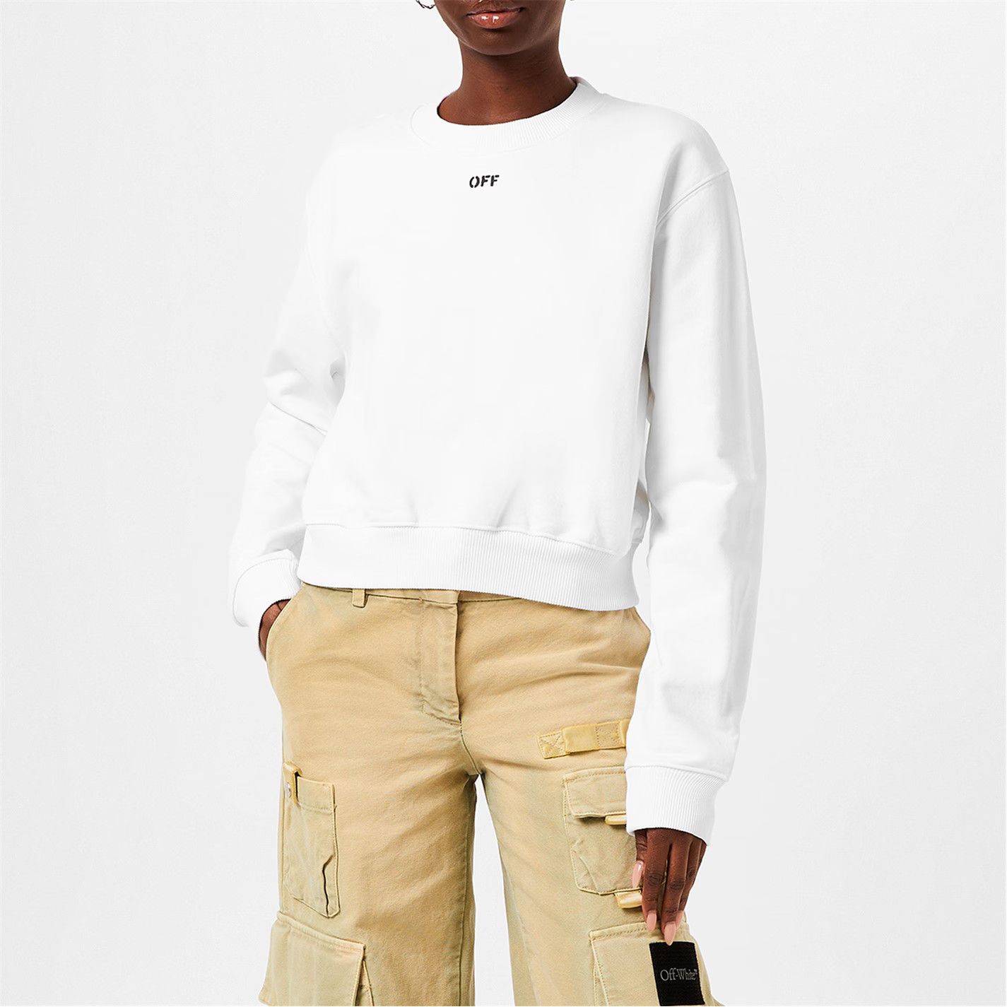 Off-White o1g2r1mq1224 Stamp Sweatshirt in White Size L / US 10 / IT 46 - 5 Thumbnail