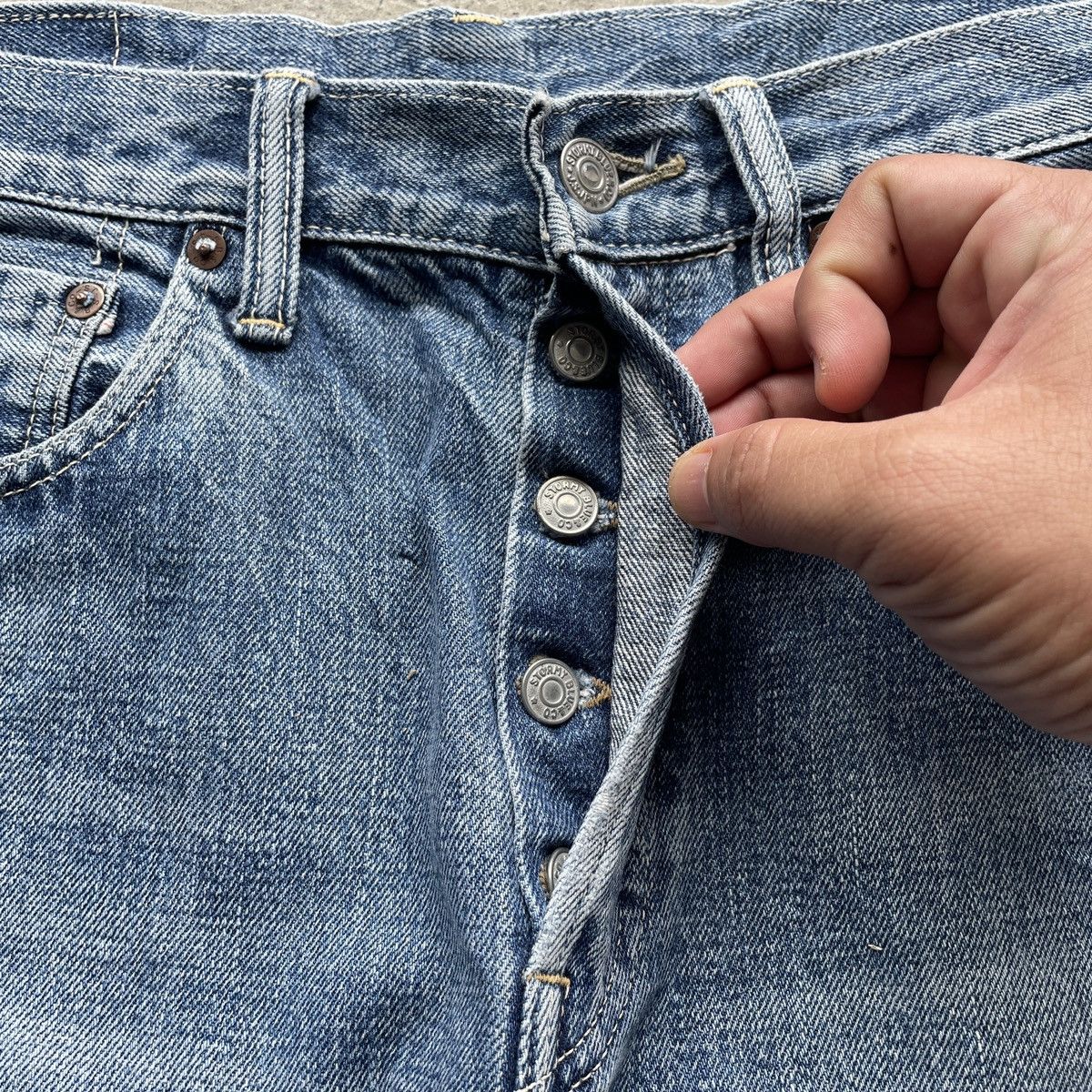 Japanese Brand Vintage StormyBlue Faded Selvedge Jeans Distressed Pants W31 Size US 31 - 7 Thumbnail