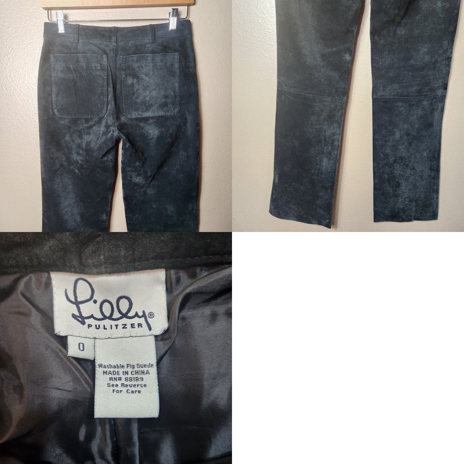 Lilly Pulitzer VINTAGE Lilly Pulitzer Black Pig Suede Leather Straight Leg Pants-Size 0 Size 25" / US 0 / IT 36 - 8 Thumbnail