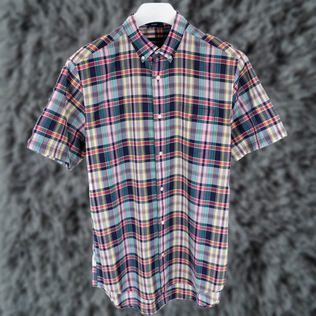 Gant GANT Shirt Men M Checked Short Sleeve Button-Up Regular Pattern Blue Size US M / EU 48-50 / 2 - 1 Thumbnail