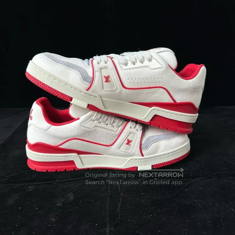 Louis Vuitton Louis Vuitton Trainer White and Red Patchwork Shoes Size US 8.5 / EU 41-42 - 7 Thumbnail