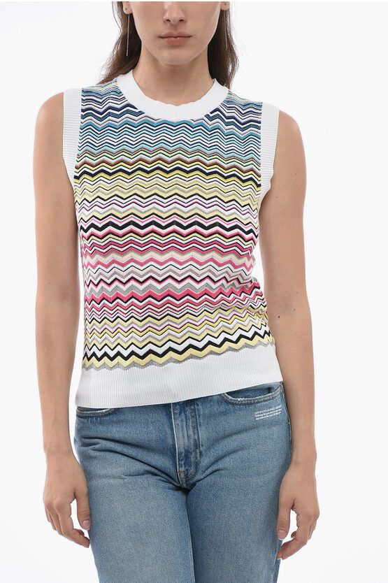 image of Missoni Cotton Blend Iconic Patterned Tank Top, Women's (Size Medium)