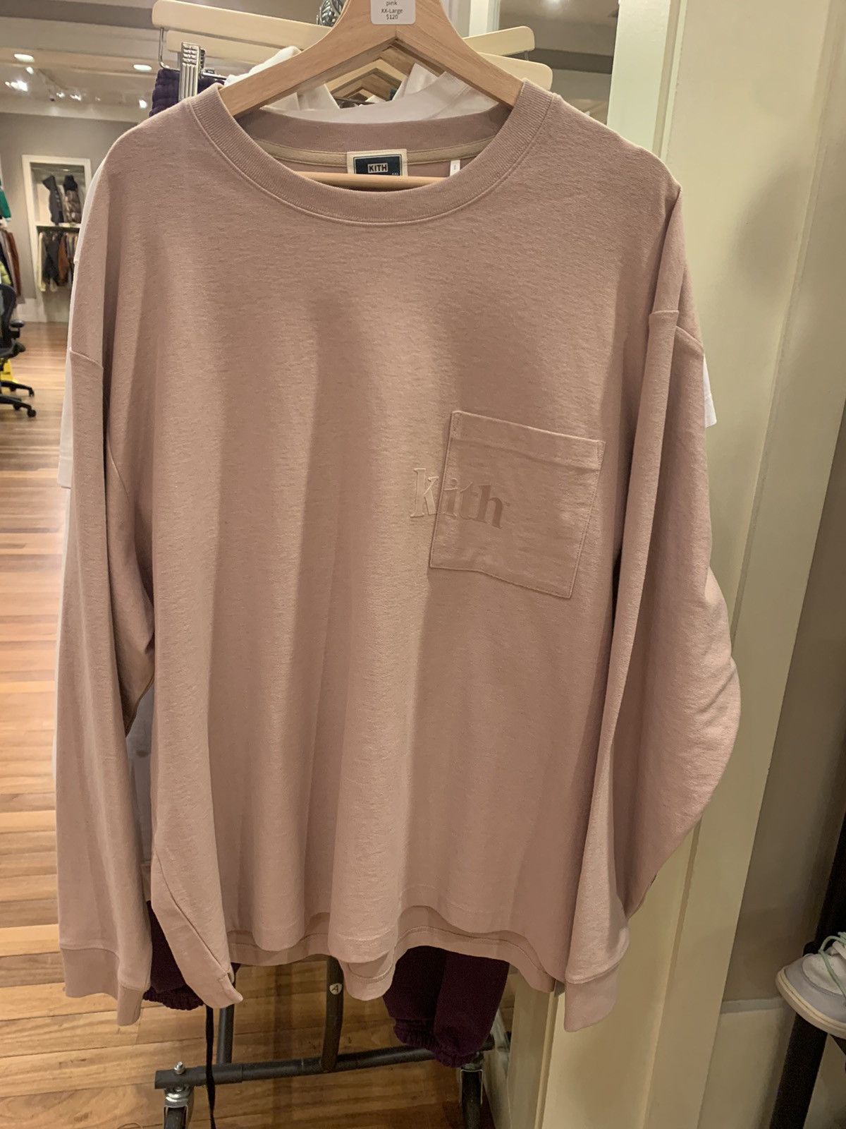 image of Kith Long Sleeve in Peach, Men's (Size 2XL)