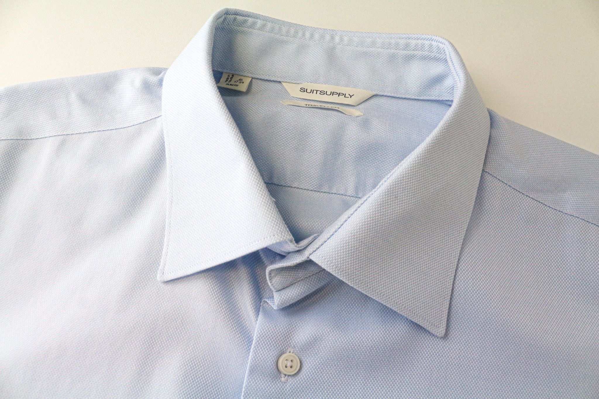 Suitsupply TRAVELLER 45/17 3/4 Slim Blue Cotton Shirt 79250 Size 44R - 3 Thumbnail