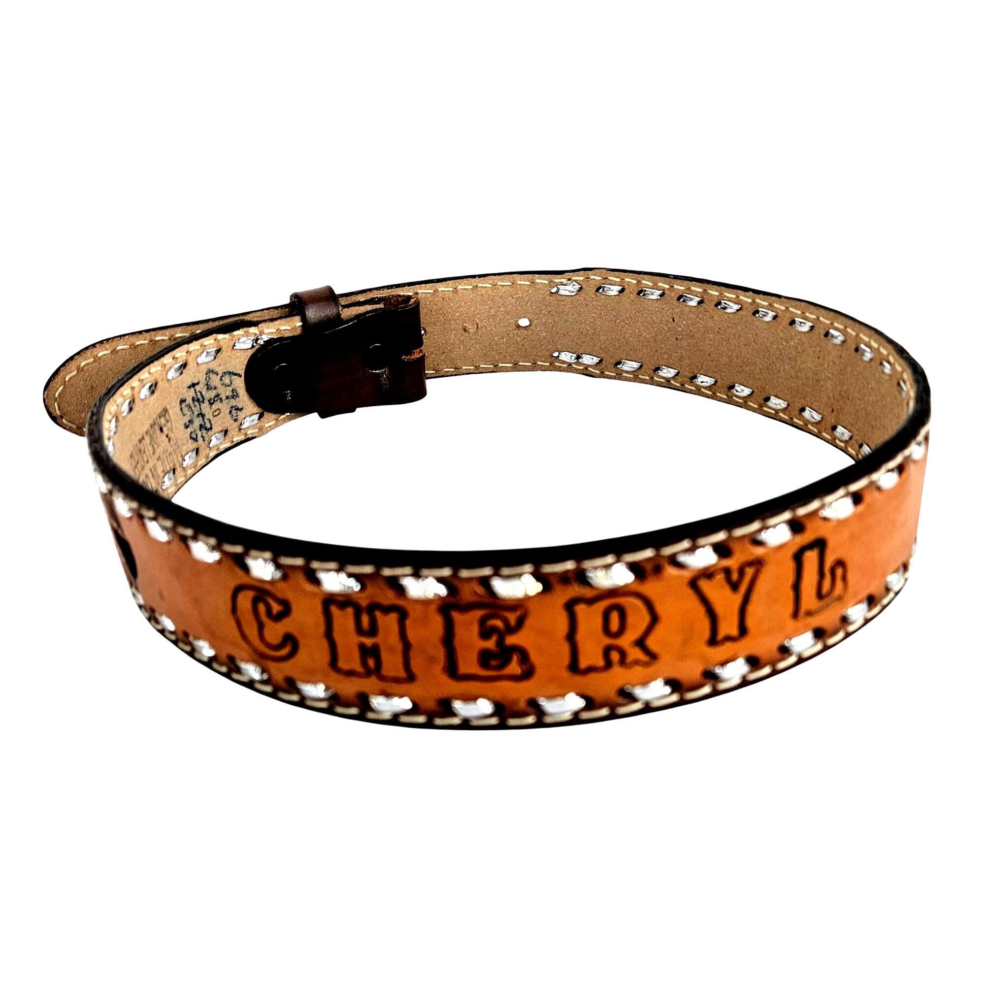 Handmade Vintage Tooled Leather Western Belt Cheryl USA 26 - 29 Waist Size ONE SIZE - 1 Thumbnail