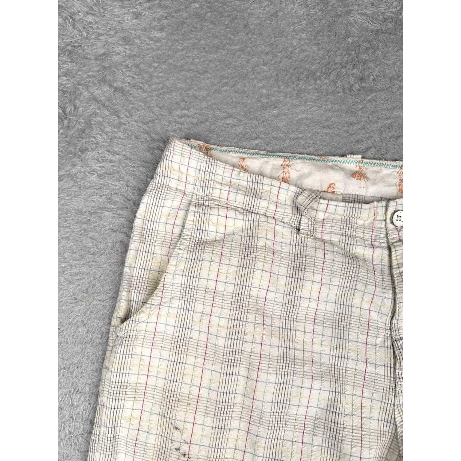 Tommy Bahama Tommy Bahama Relax Shorts Mens 36 Beige Seersucker Plaid Cotton Zip Fly Casual Size US 36 / EU 52 - 4 Thumbnail