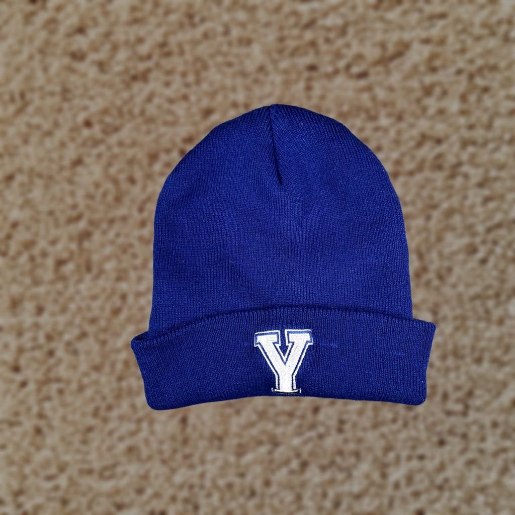 Port & Company Port & Company Beanie Hat Mens One Size Blue Y Logo Knit Winter Stretch Solid Acrylic Size ONE SIZE - 1 Thumbnail