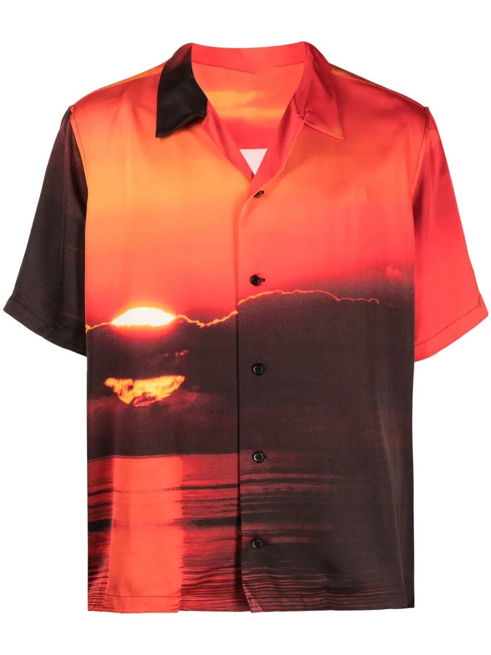 Designer Men’s Orange Suncloud Print Shirt – Short Sleeve Casual Size US S / EU 44-46 / 1 - 1 Thumbnail