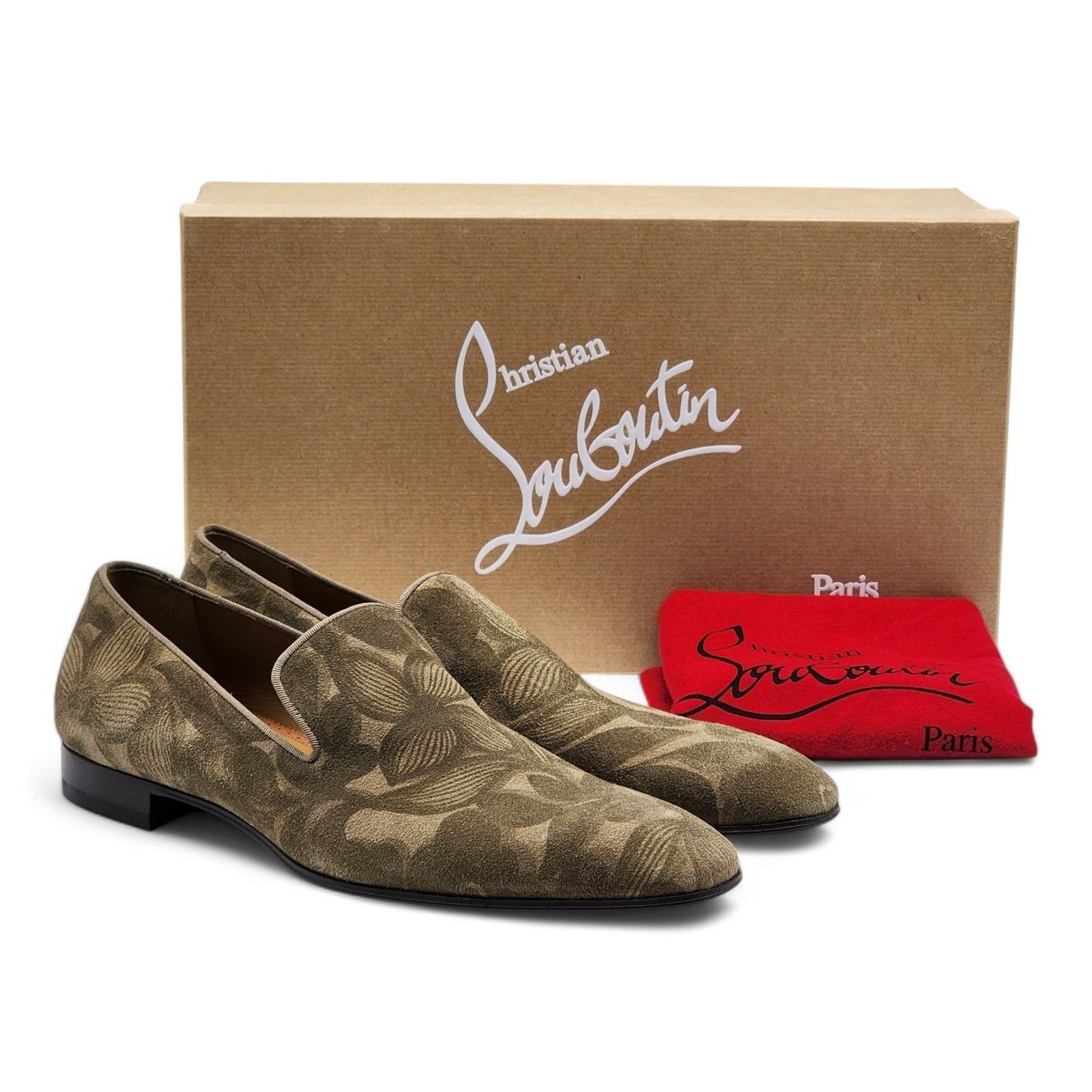 Christian Louboutin Dandelion Floral Suede Loafers Green EU 42 US 9 - New $995 Size US 9 / EU 42 - 2 Thumbnail
