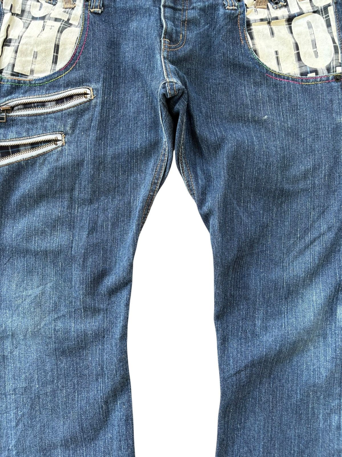 Japanese Brand VTG Y2K Dominate Double Waist Raw Denim Loose Jeans Size US 31 - 5 Thumbnail