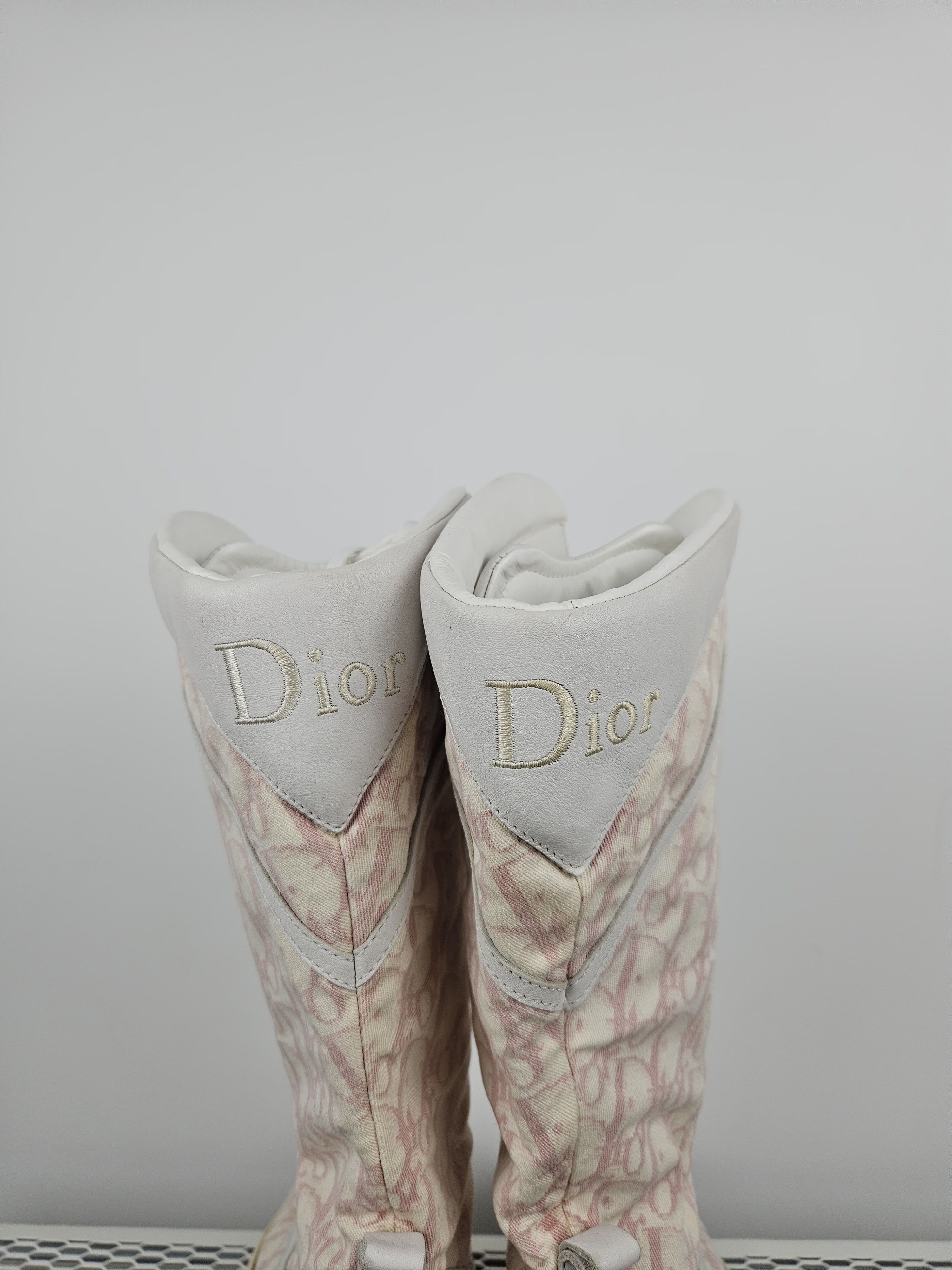 Dior Vintage y2k dior monogram knee height lace up boots Size US 7 / IT 37 - 10 Thumbnail