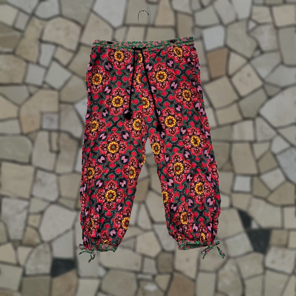 Anthropologie VINTAGE Anthropologie Womens Pants Drawstring Floral Red Large Modal Ankle Size 36" / US 14 / IT 50 - 1 Thumbnail