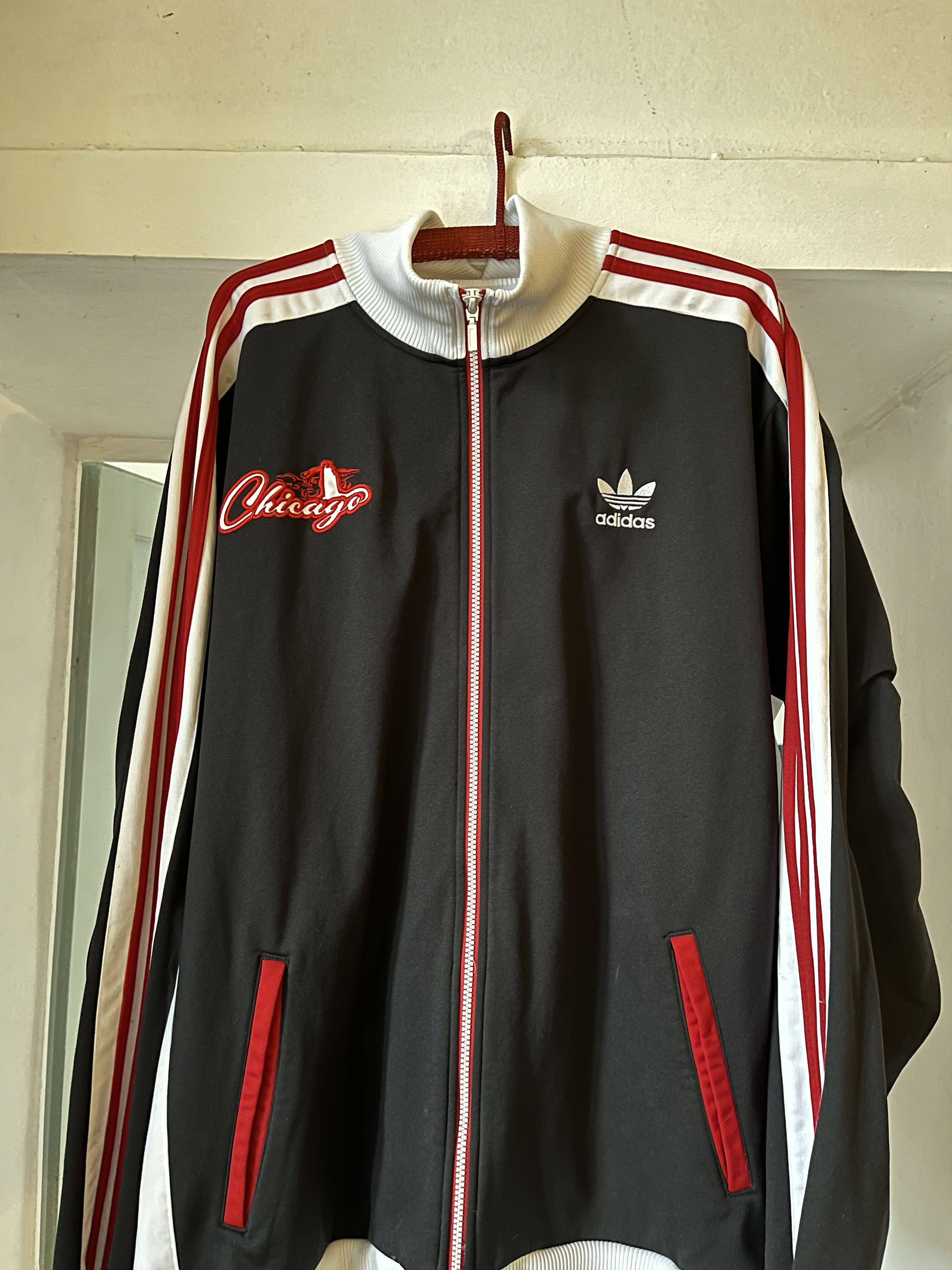 image of Adidas Chicago Track Jacket in Black Red White, Men's (Size XL)