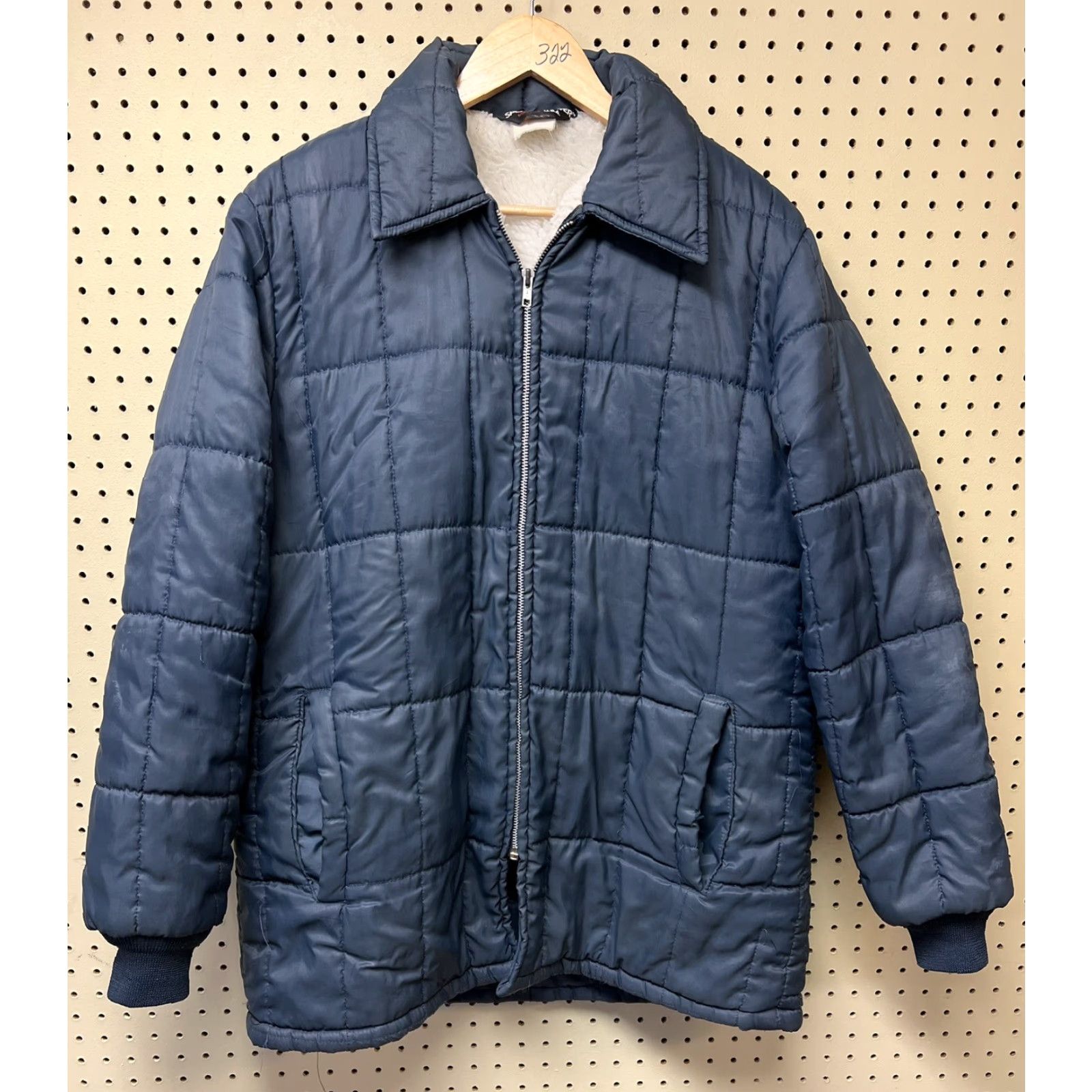 Vintage VINTAGE Shearling Mens XL Sportsmaster Blue Nylon High Pile Fleece Zip Jacket Quilted Winter Size US XL / EU 56 / 4 - 2 Thumbnail
