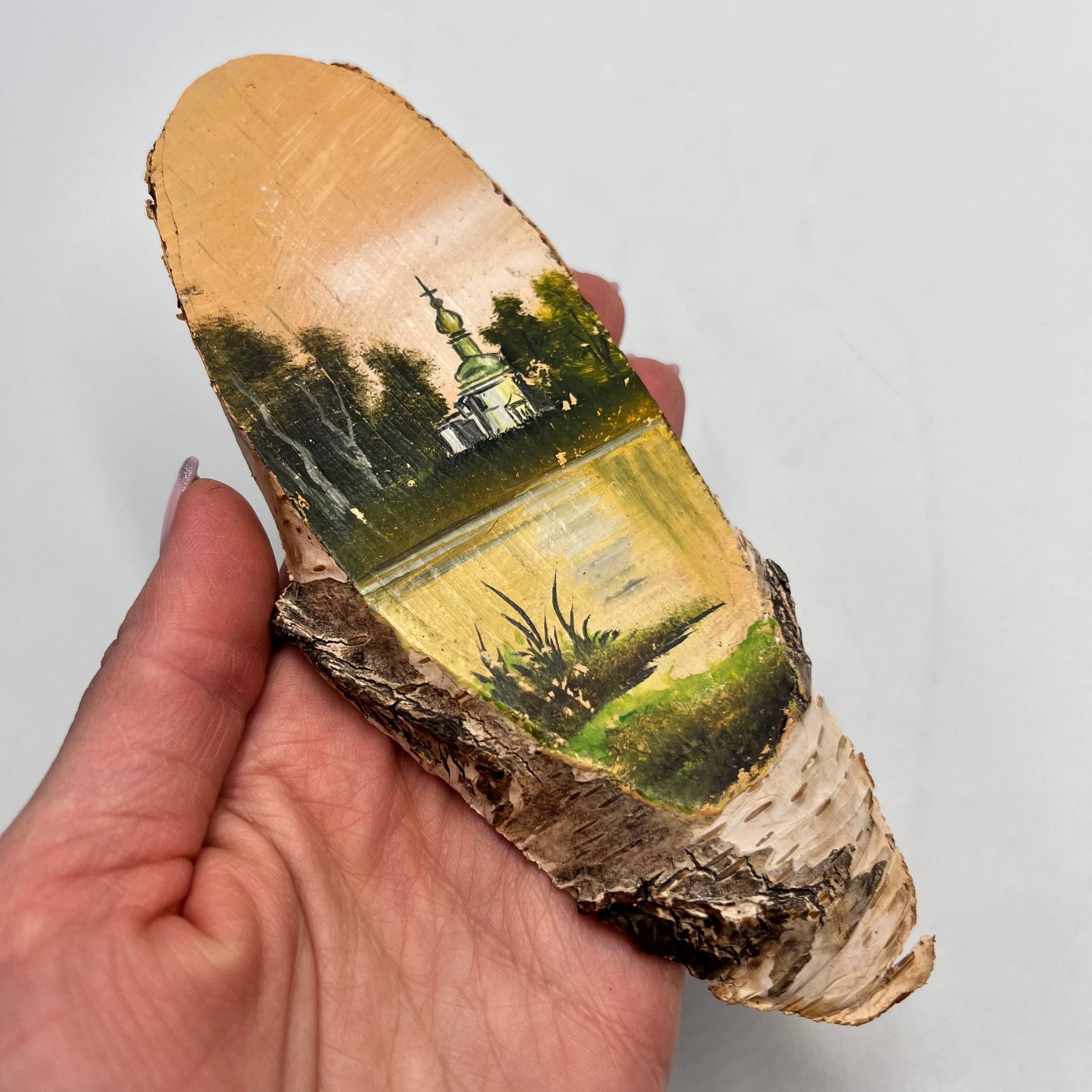Vintage Vintage Ukrainian Oil Paintings on Birch Wood Set of 2 Size ONE SIZE - 8 Thumbnail