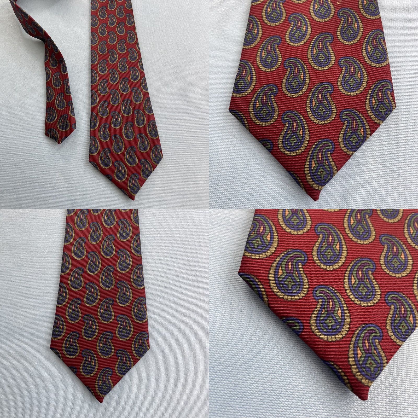 Nordstrom VINTAGE Gitman Bros Tie Silk Paisley Teardrop Red 3.5x56 Men Wide USA N/A Size ONE SIZE - 8 Thumbnail