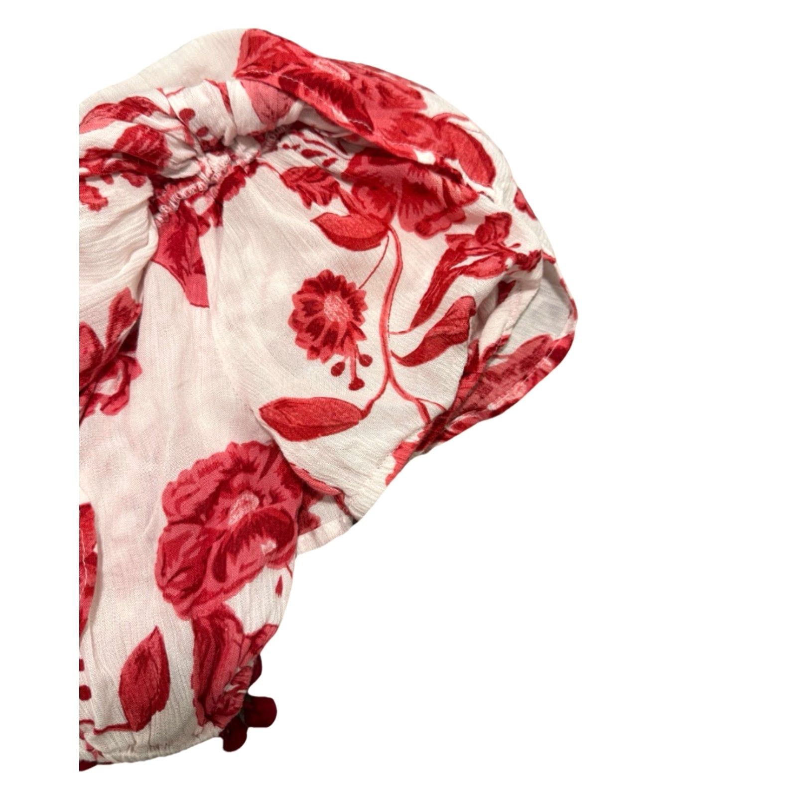 Vintage VINTAGE Lovers and Friends Women's Crop Top Off The Shoulder Floral Ruffle Sleeveless Summer Fall Spring Red Small Size S / US 4 / IT 40 - 4 Thumbnail