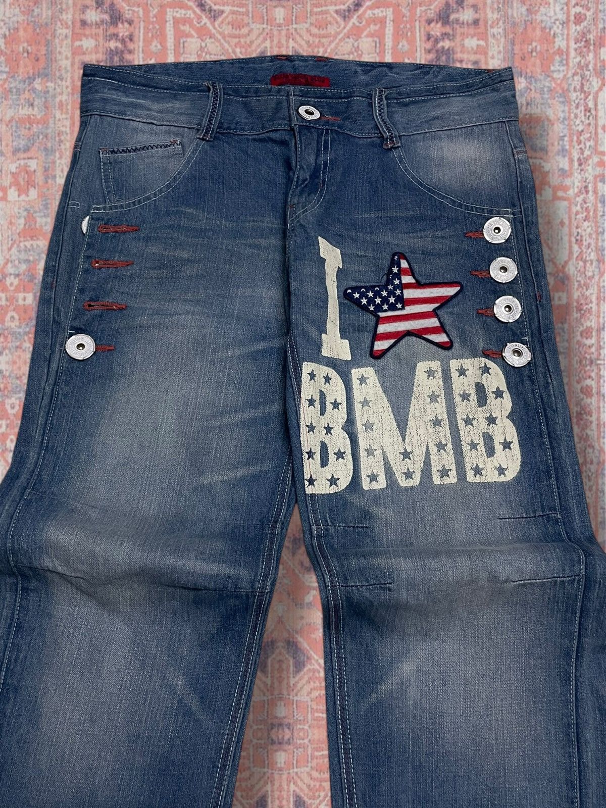 Japanese Brand Vintate Og 1990s Japan Designer Bluemoon Star Streetwear Size US 32 / EU 48 - 4 Thumbnail