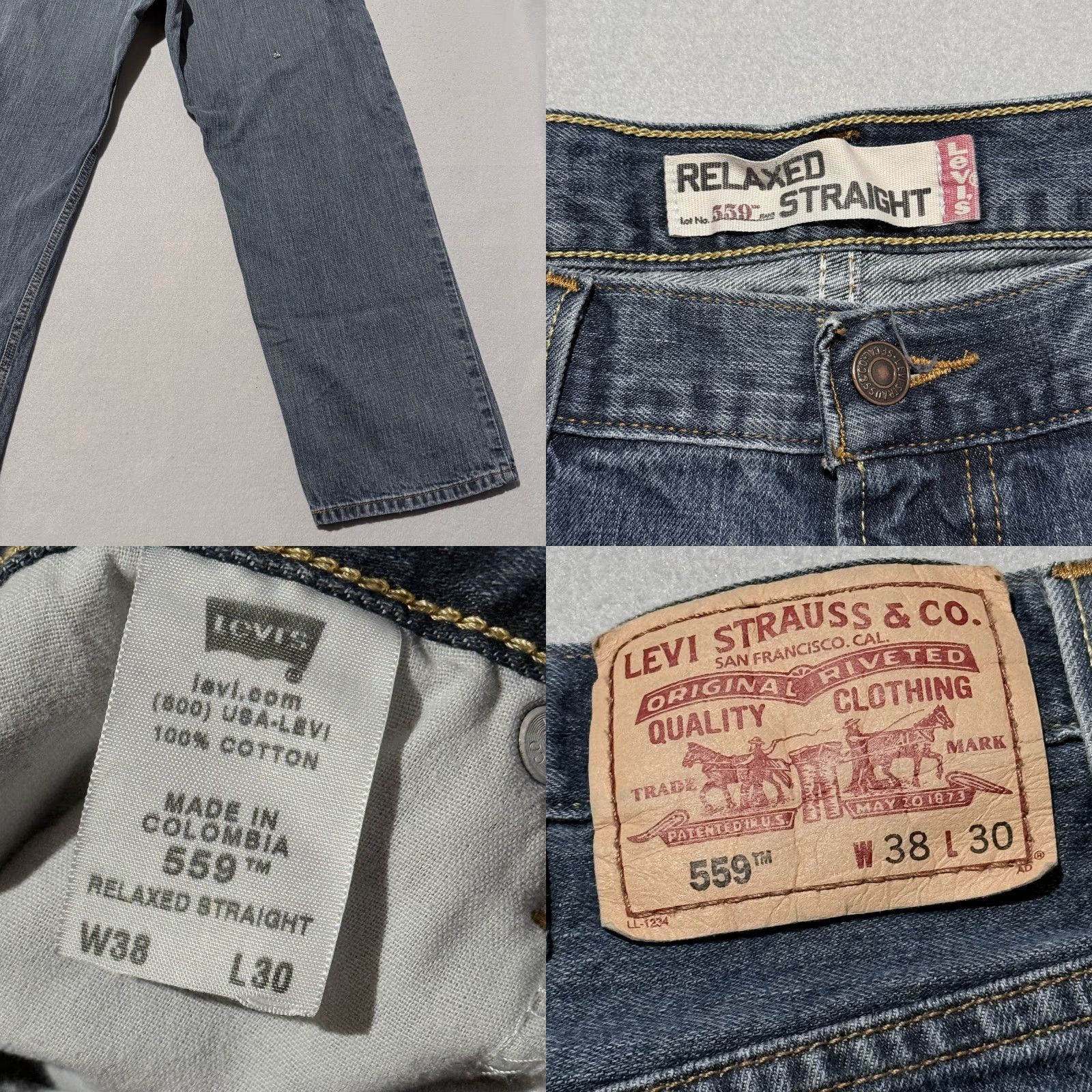 Levi's Levi's 559 Straight Jeans Men Blue Denim Mid Rise Pockets Relaxed Fit 38x30 Jeans Size US 38 / EU 54 - 8 Thumbnail