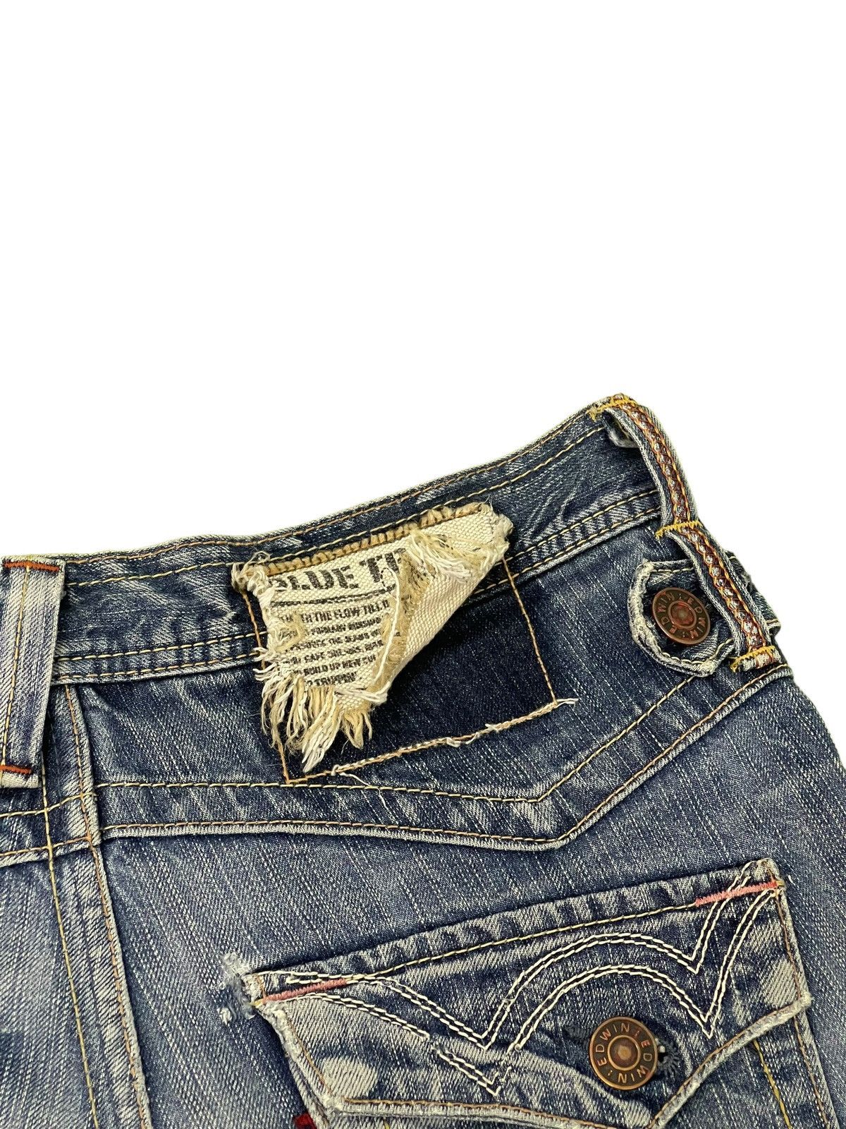 Japanese Brand Flare Jeans Edwin Faded Distres Low Rise Boot Cut 8🟦7 Size US 30 / EU 46 - 20 Thumbnail