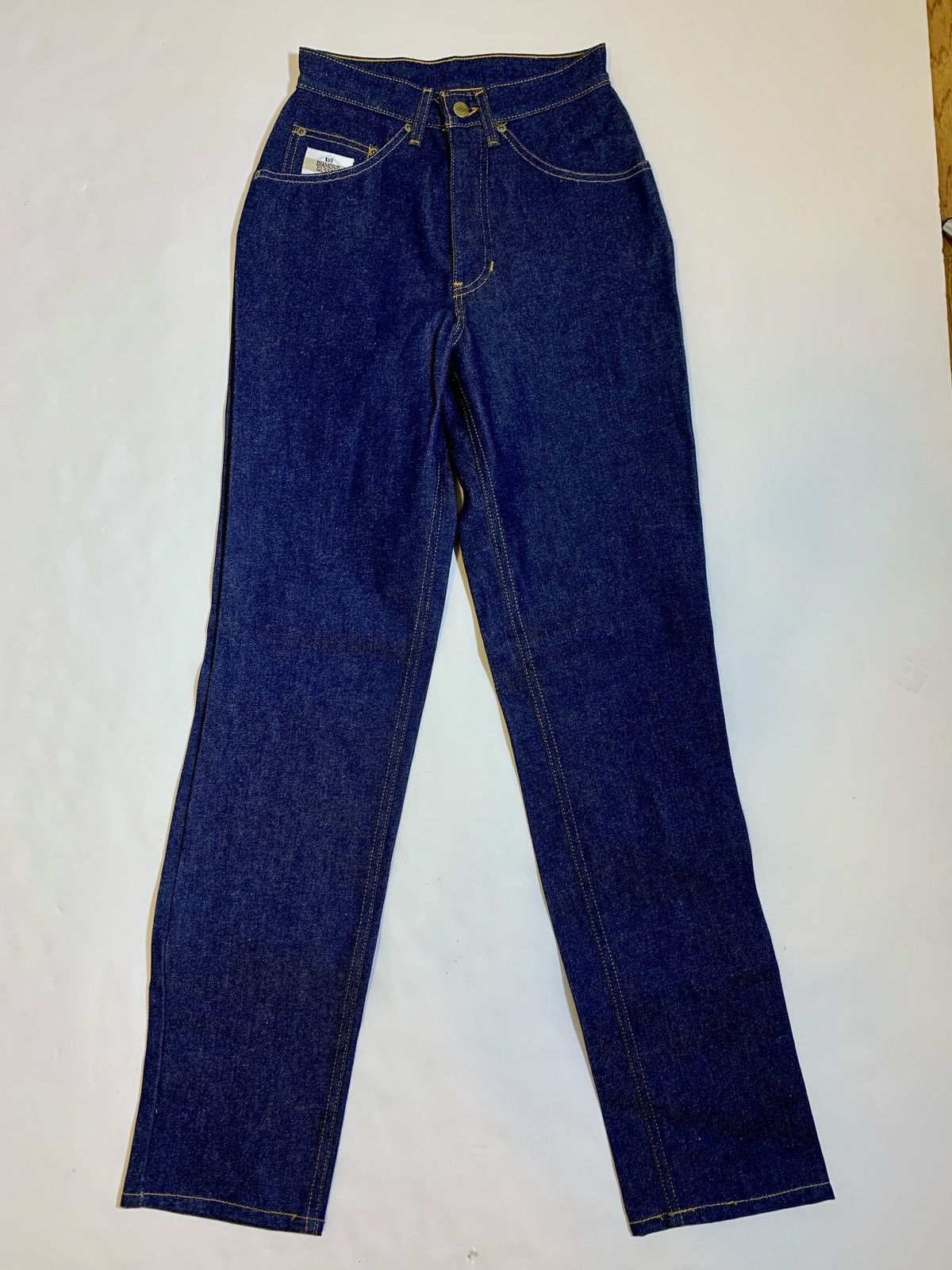 Vintage Diamond Gusset Motorcycle Raw Denim Rigid High Rise Jeans Size 25" / US 0 / IT 36 - 1 Thumbnail
