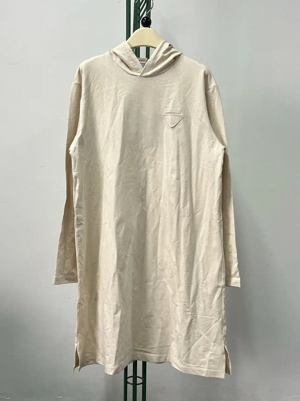 Prada Cream Long Sleeve Embroidered Dress