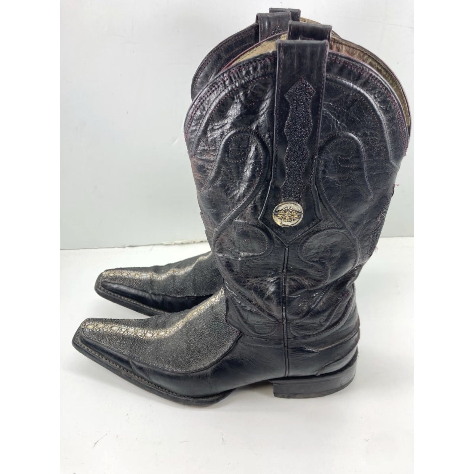Vintage El General Stingray Boots Men Size 6.5 Black Exotic Leather Mexico Western VTG Size US 7 / EU 40 - 5 Thumbnail