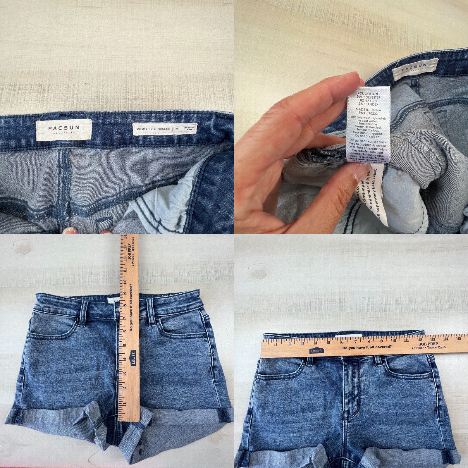 Pacsun PacSun Womens Jean Shorts 25 Super Stretch Shortie Medium Wash Denim Rolled Cuff Grailed