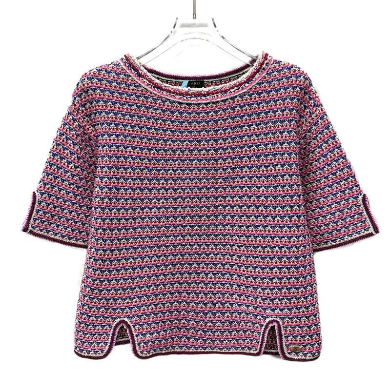 Chanel Chanel Pink Cotton Short-Sleeve Sweater 0089 Size S / US 4 / IT 40 - 1 Thumbnail